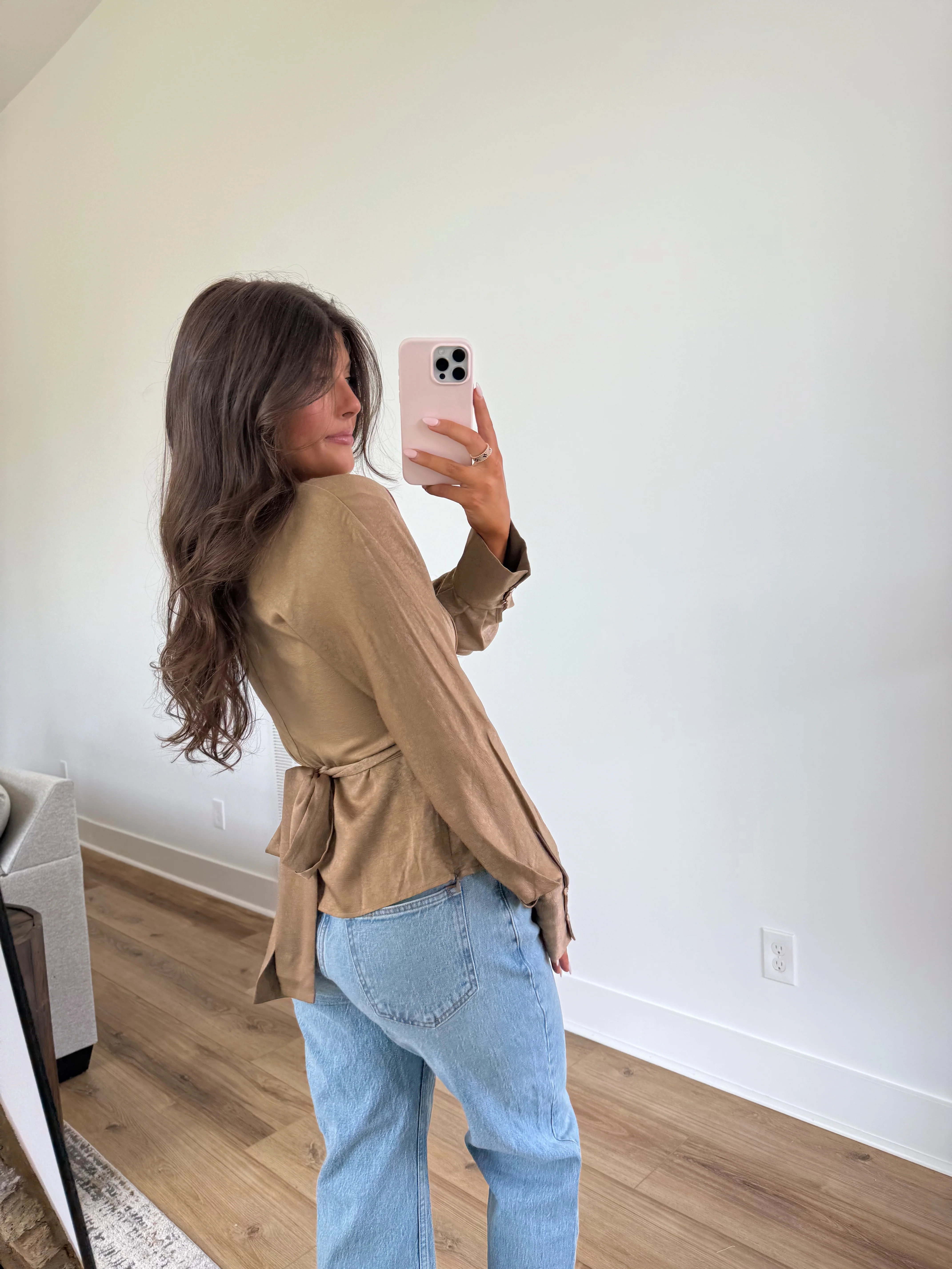 Amber Silk Top (Taupe) - Image 3
