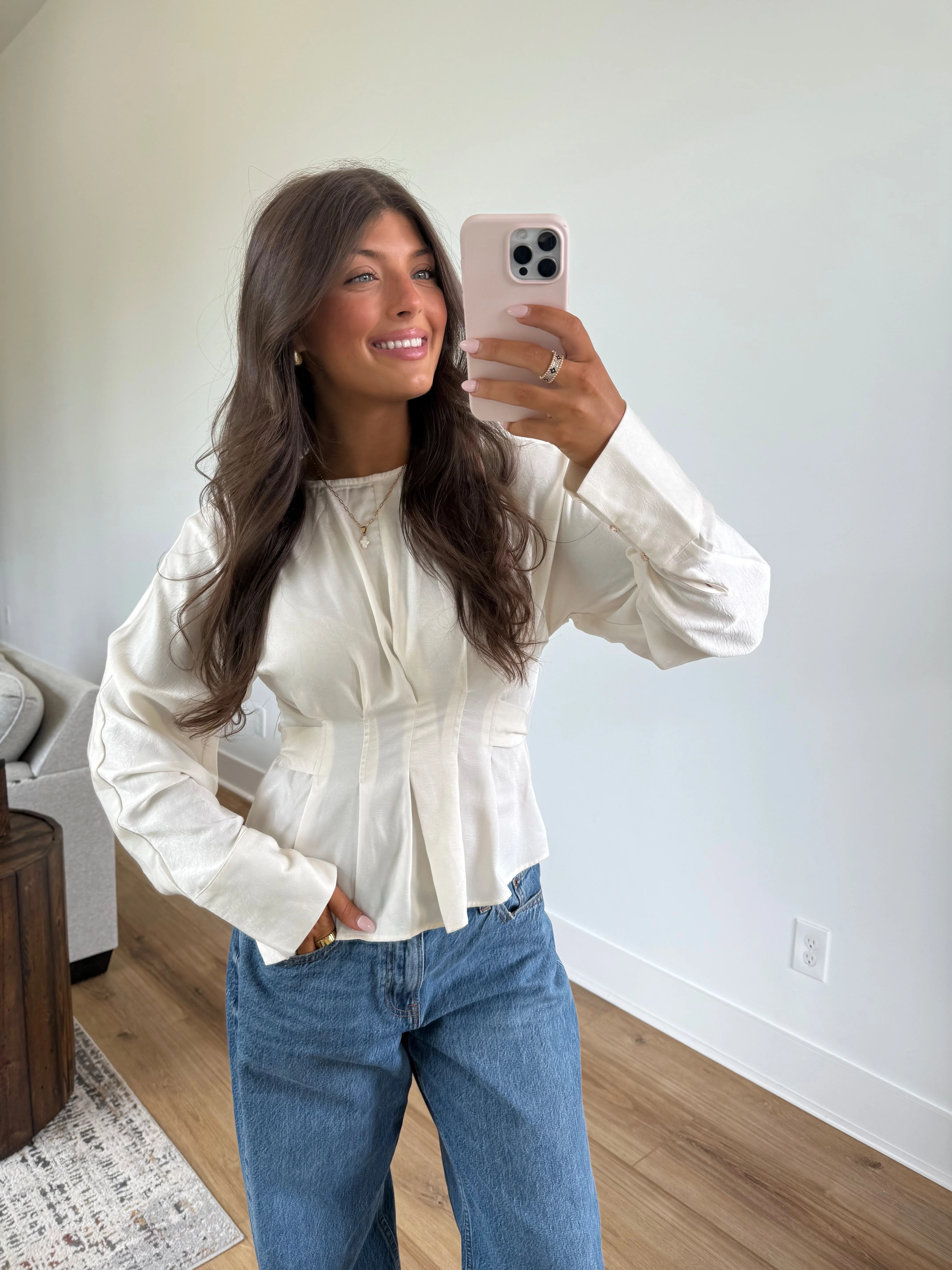 Amber Silk Top (Cream) - Image 2