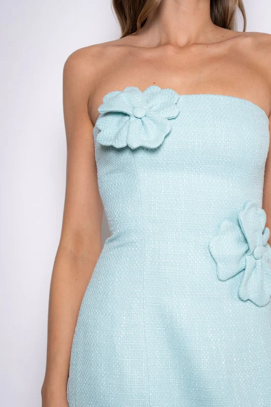 Aqua Flowers Mini Dress - Image 9
