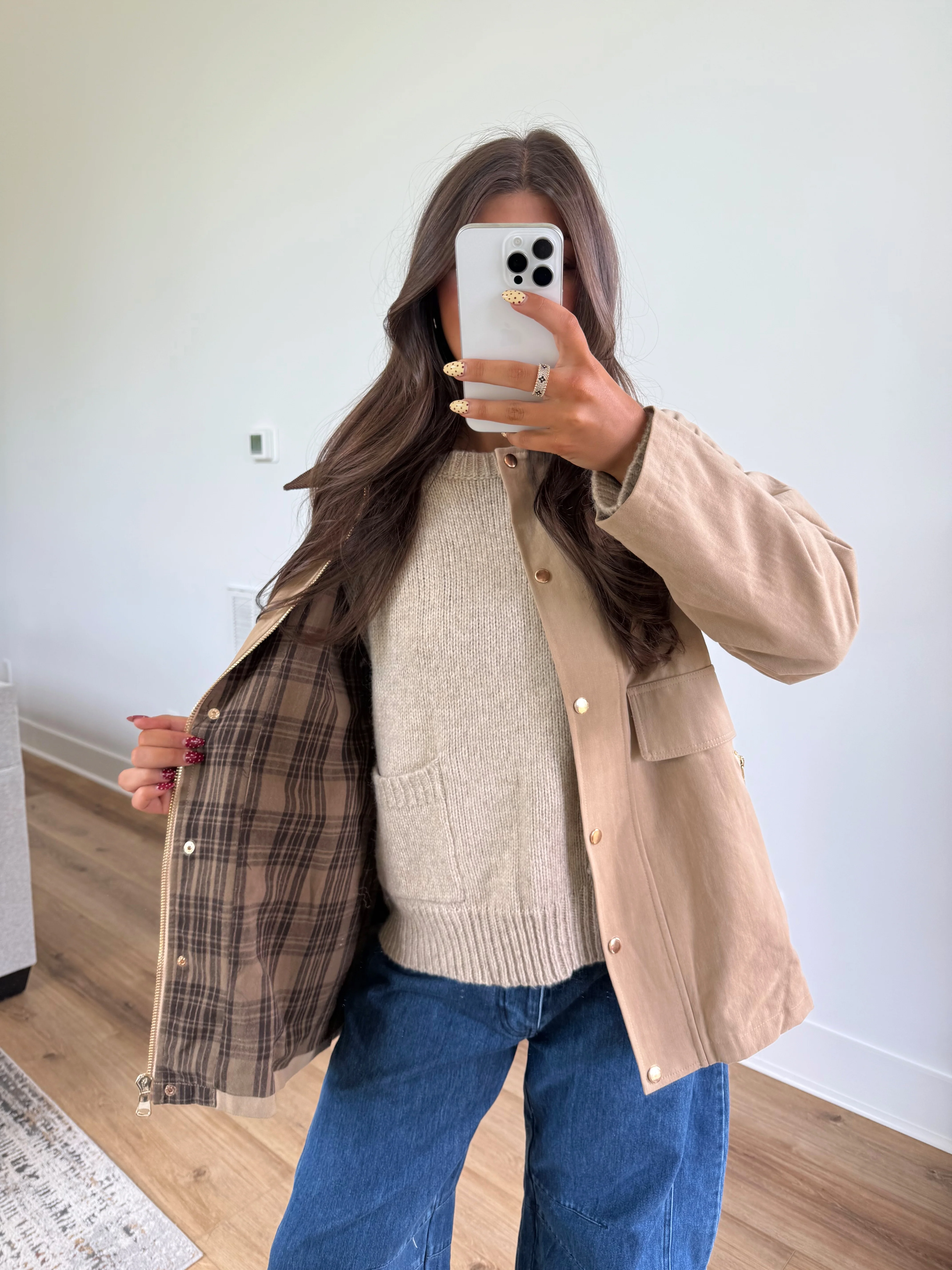 Beige Barn Jacket (Plaid Inside) - Image 3