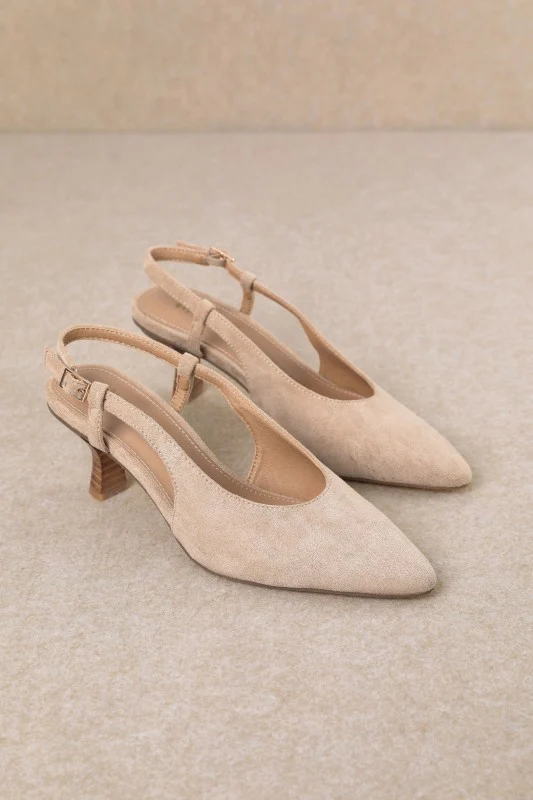 Beige Muse Sling Back Kitten Heel - Image 3