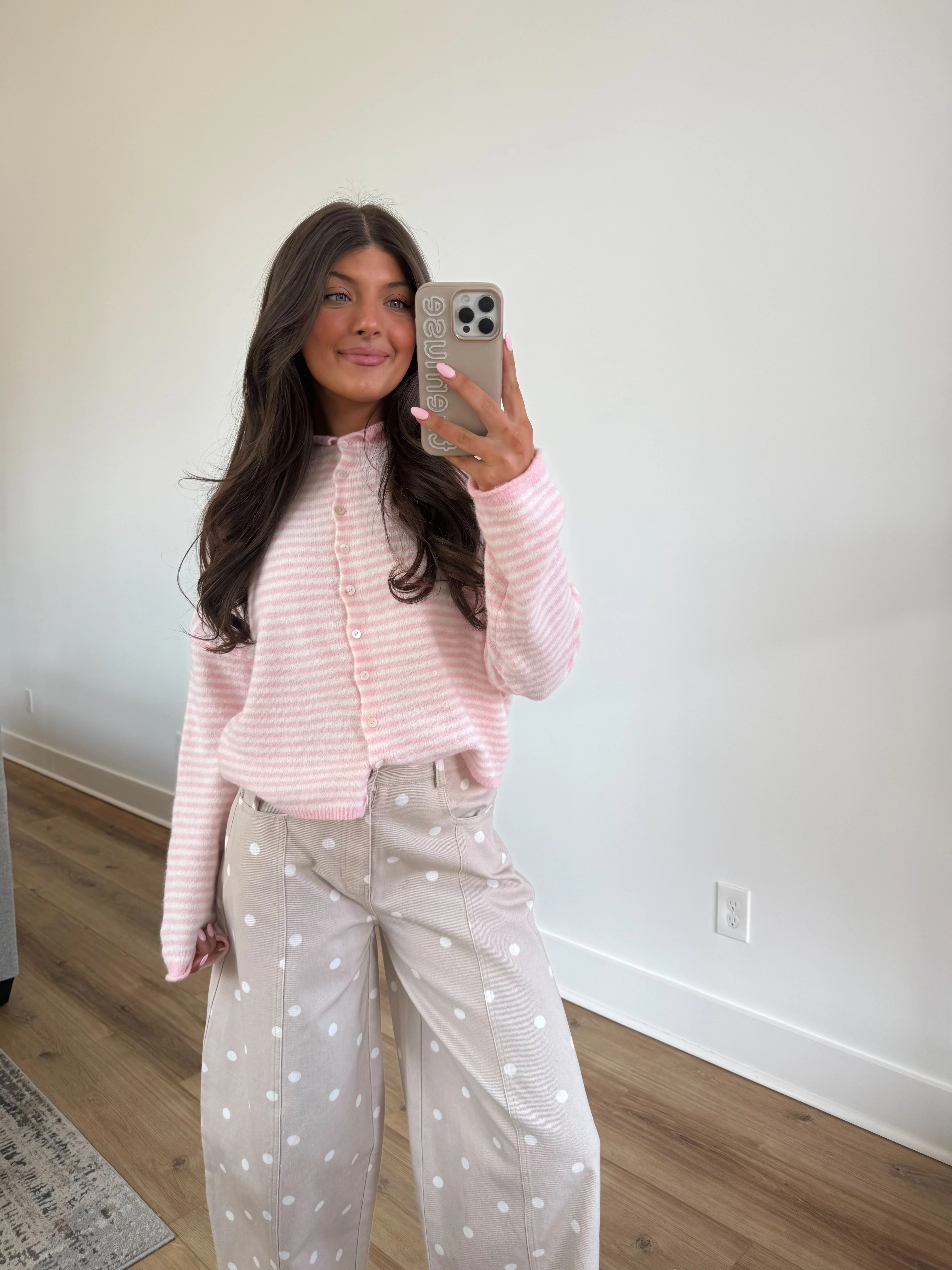 Best Dress Cardigan (Baby Pink Stripes) - Image 3