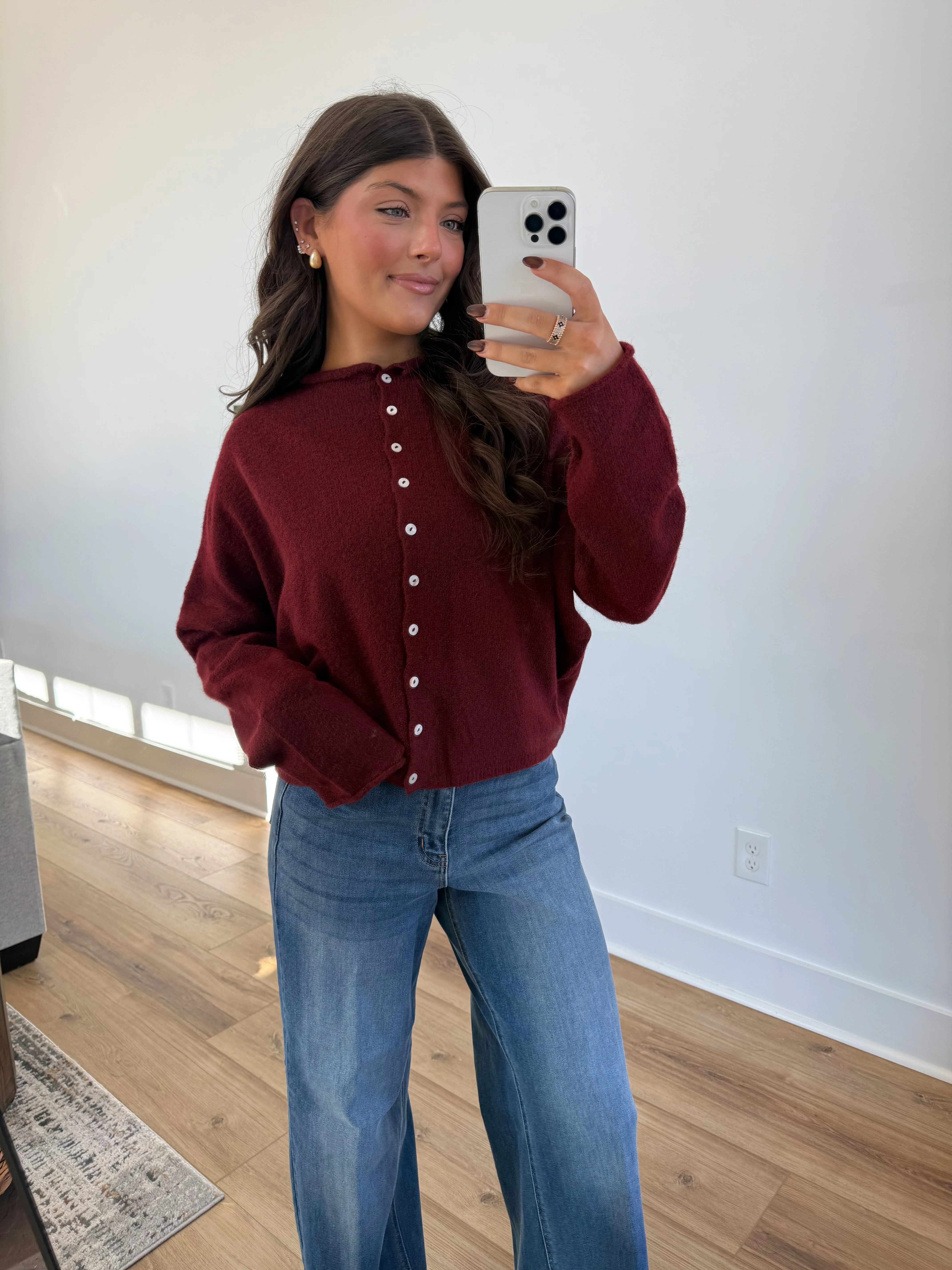 Best Dress Cardigan (Burgundy) - Image 3