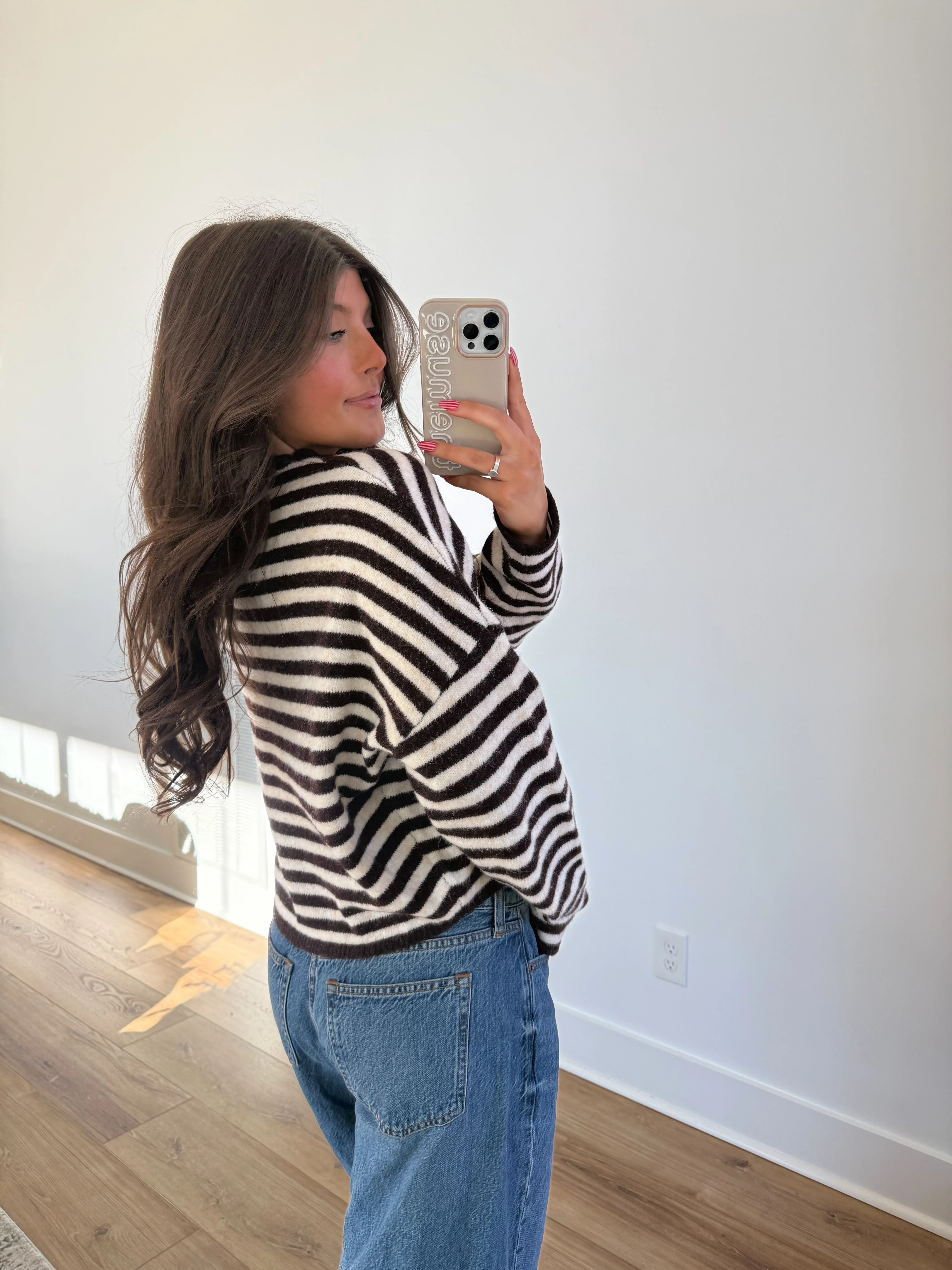 Best Dress Cardigan (Deep Brown/White) - Image 2
