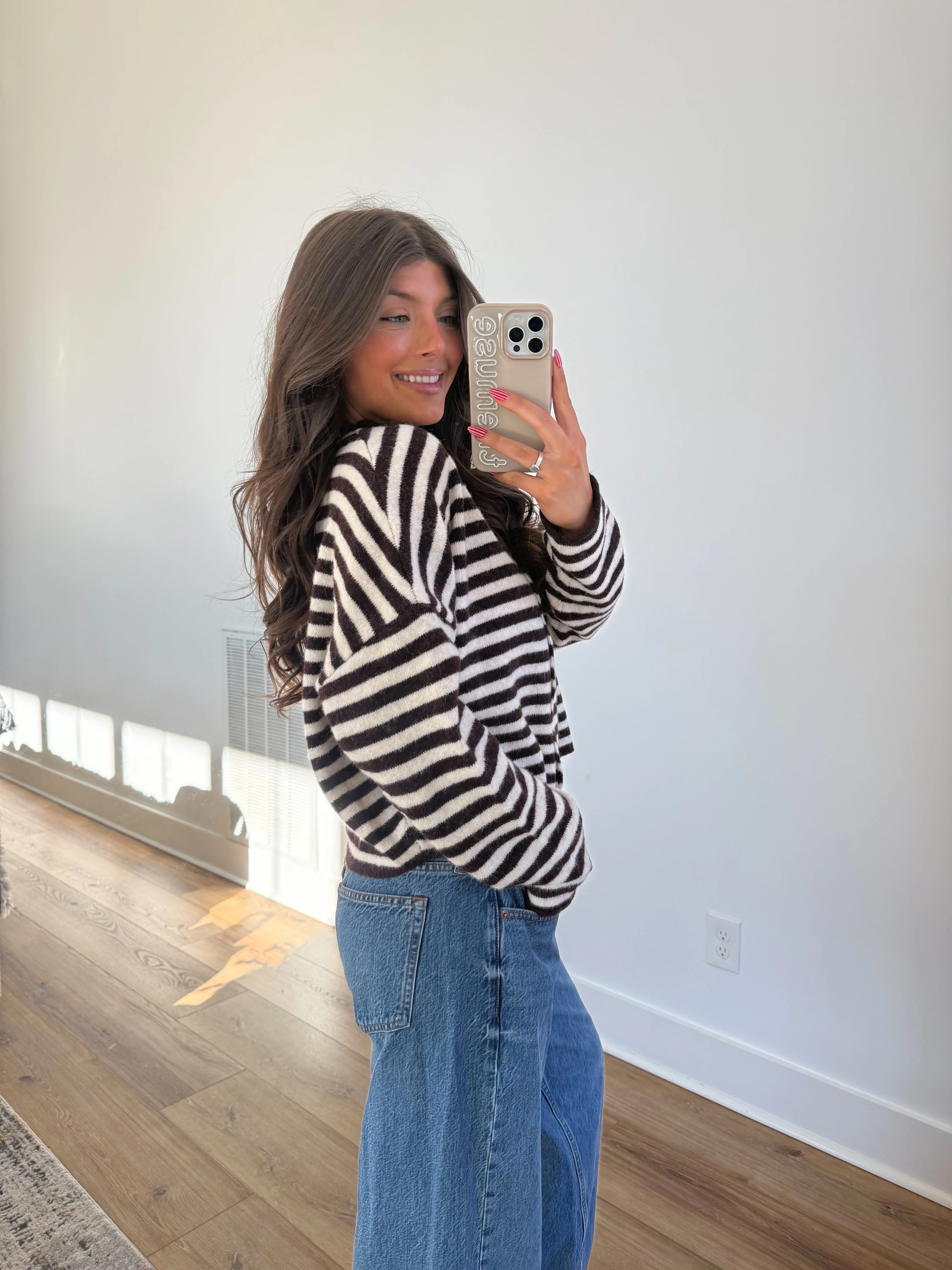 Best Dress Cardigan (Deep Brown/White) - Image 4