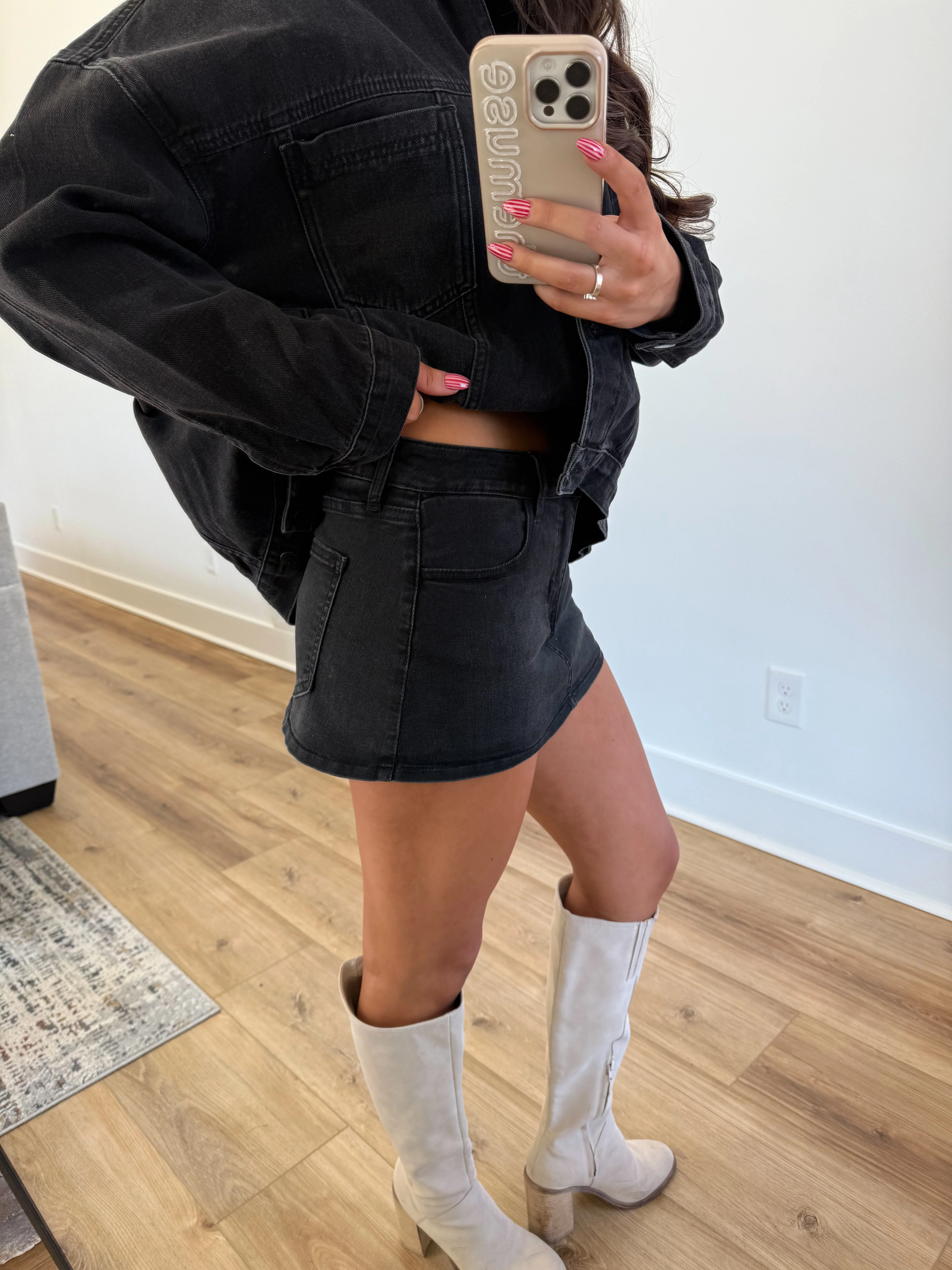 Black Denim Skort - Image 3