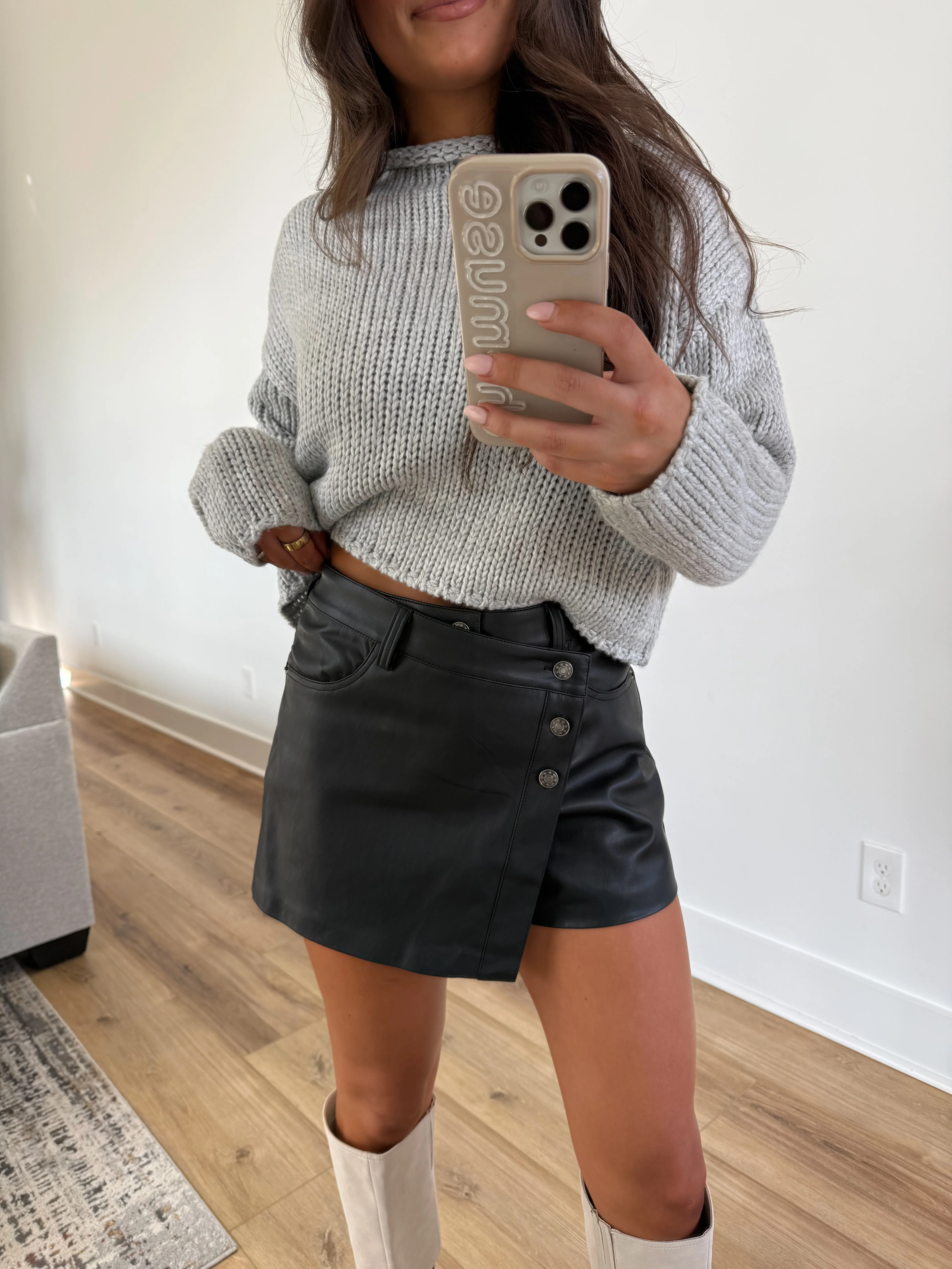 Black Leather Night Time Skort