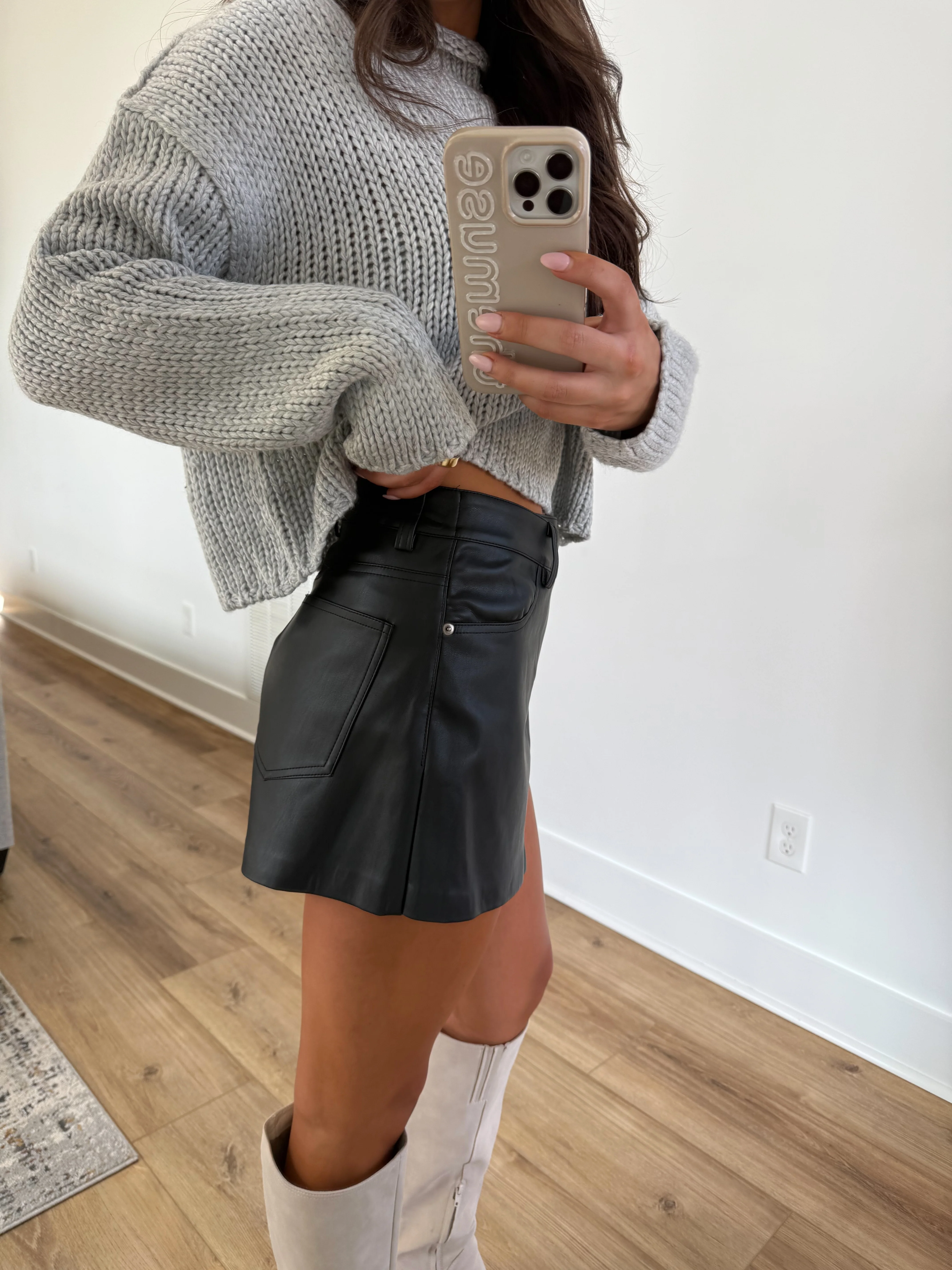 Black Leather Night Time Skort - Image 3