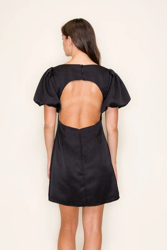 Black Puff Sleeve Mini Dress - Image 7