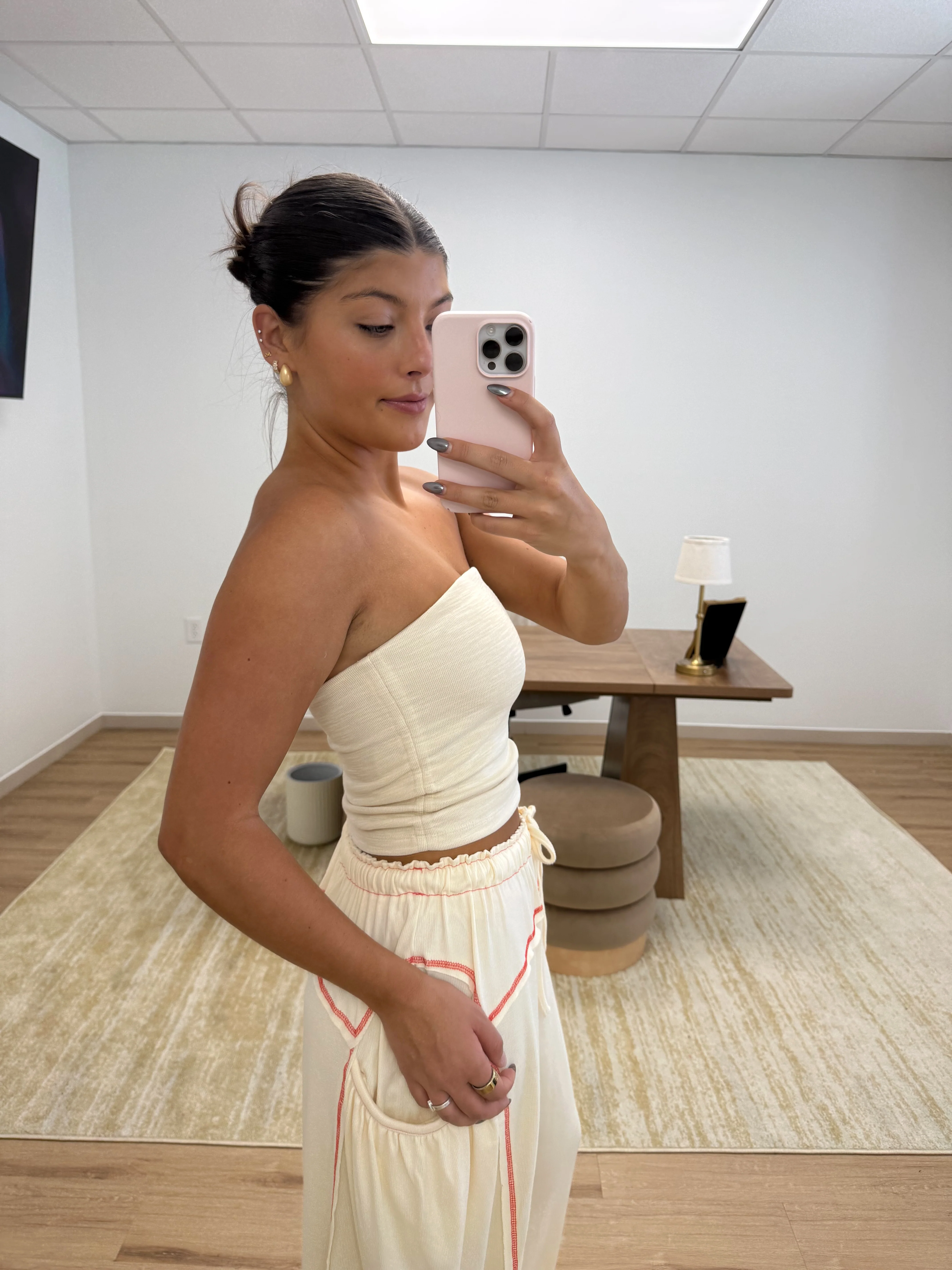 Cream Scrunch Tube Top - Image 4