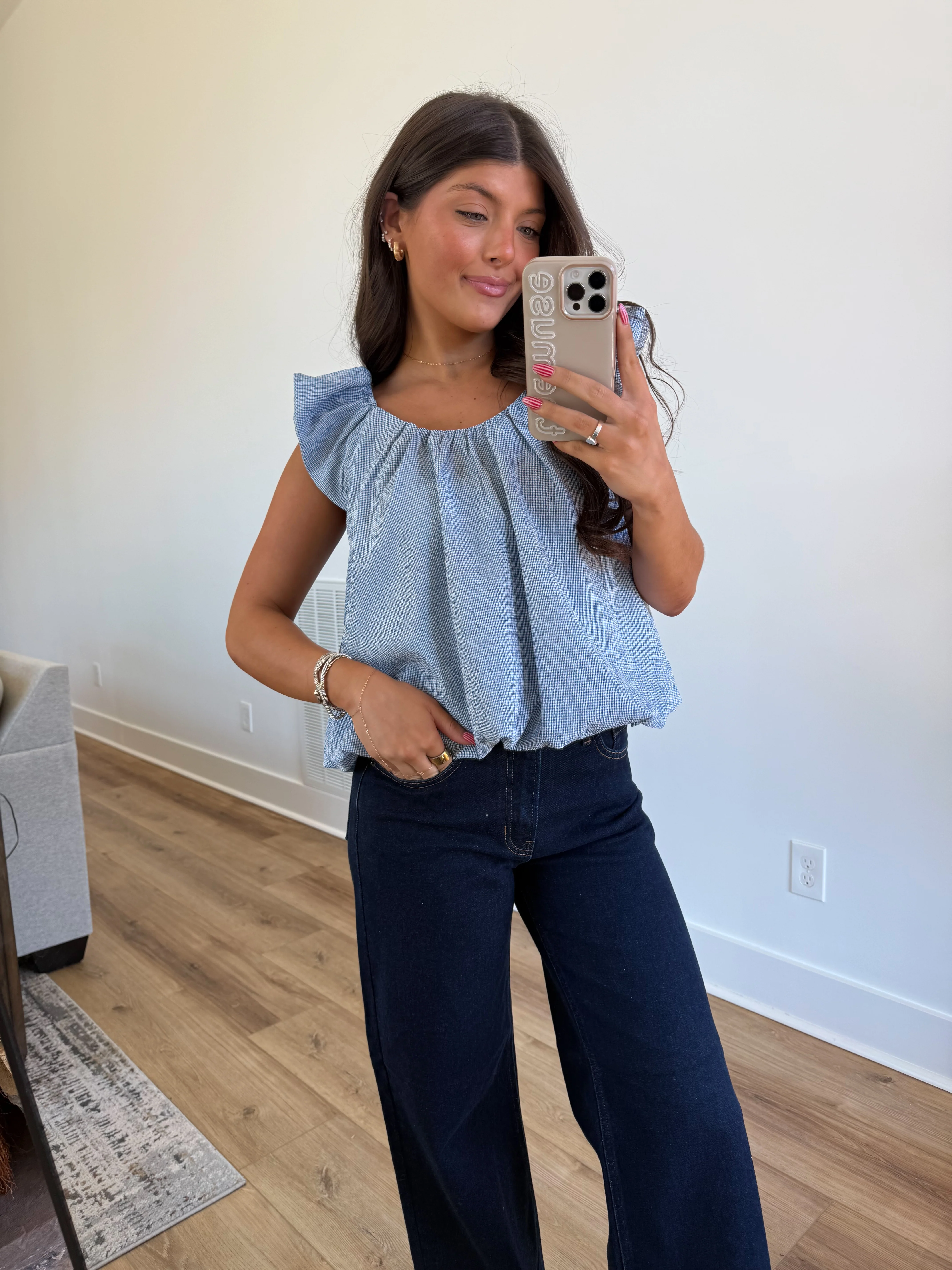 Blue Gingham Spring Top - Image 3