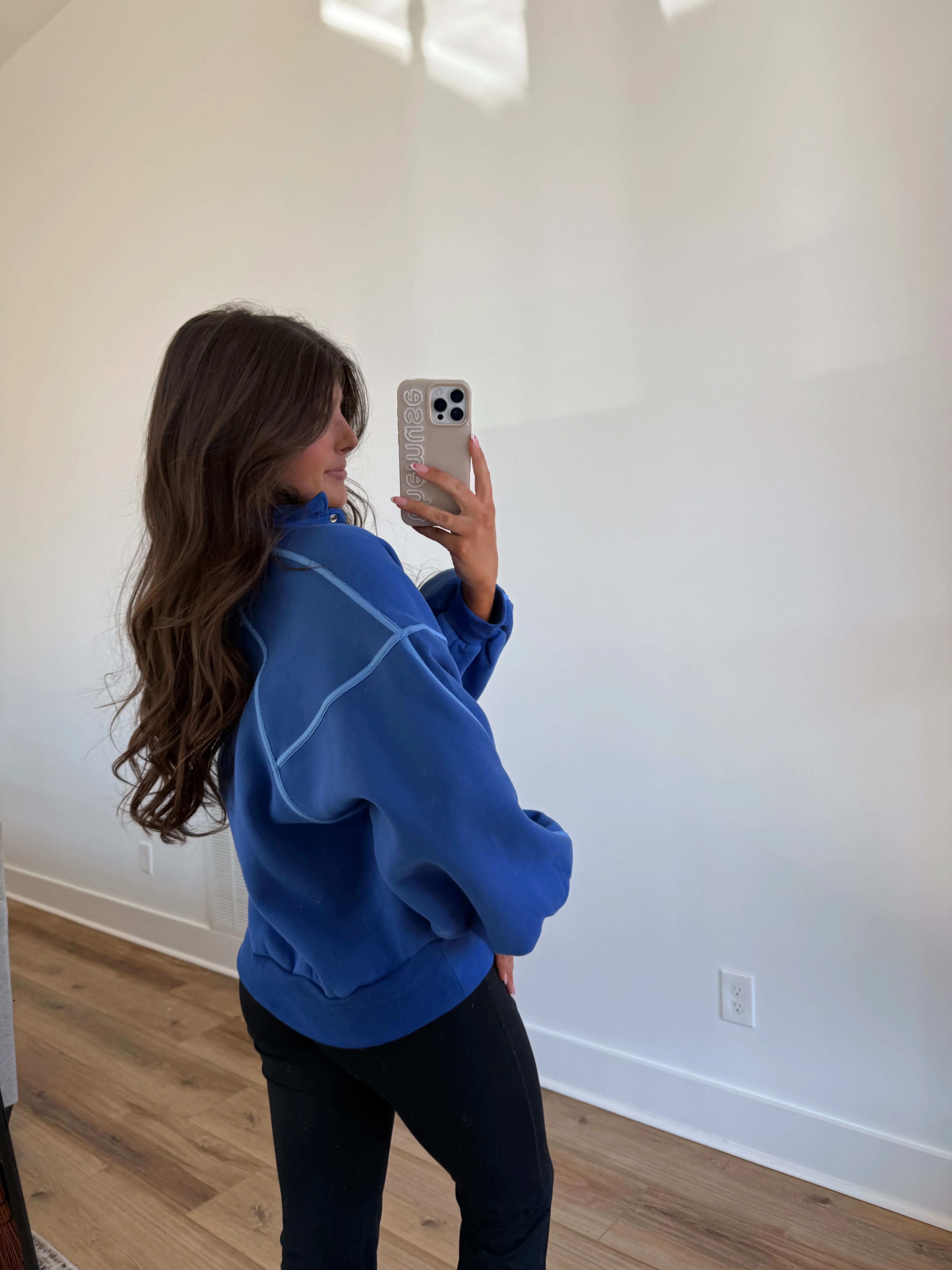 Blue Monochrome Snap Button Pullover - Image 3