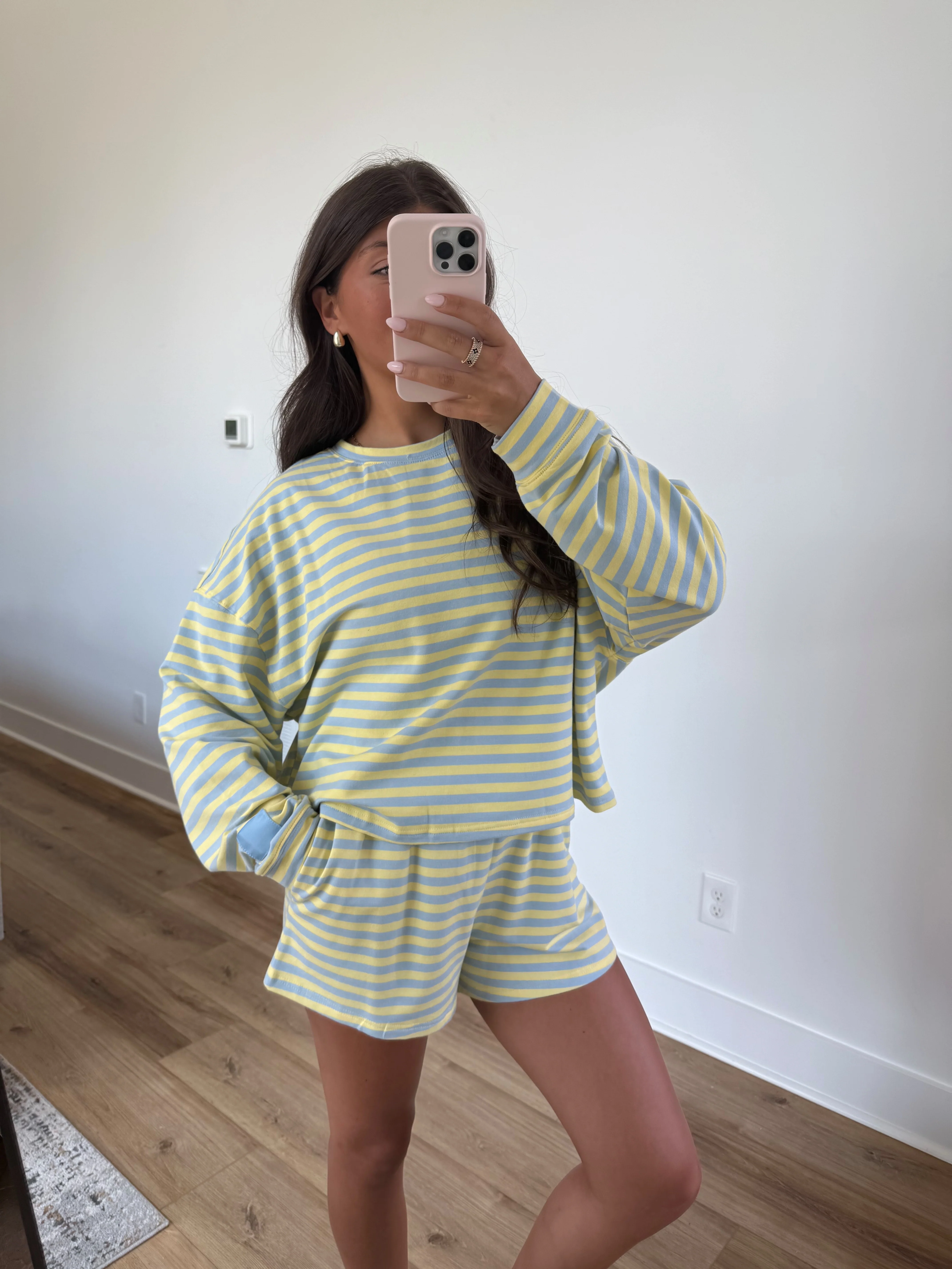 Blueberry Lemon Stripe Shorts Set - Image 2