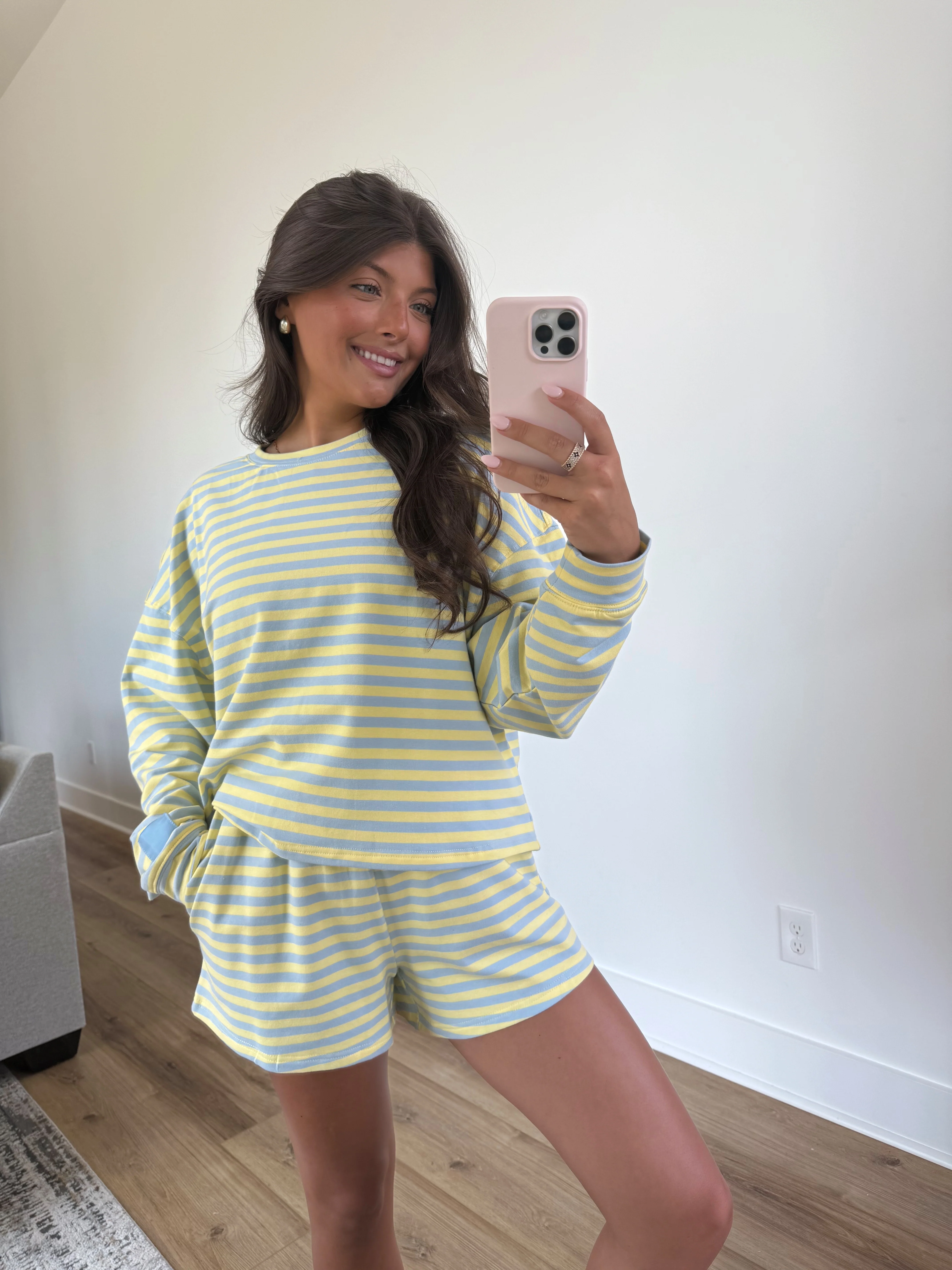 Blueberry Lemon Stripe Shorts Set - Image 4