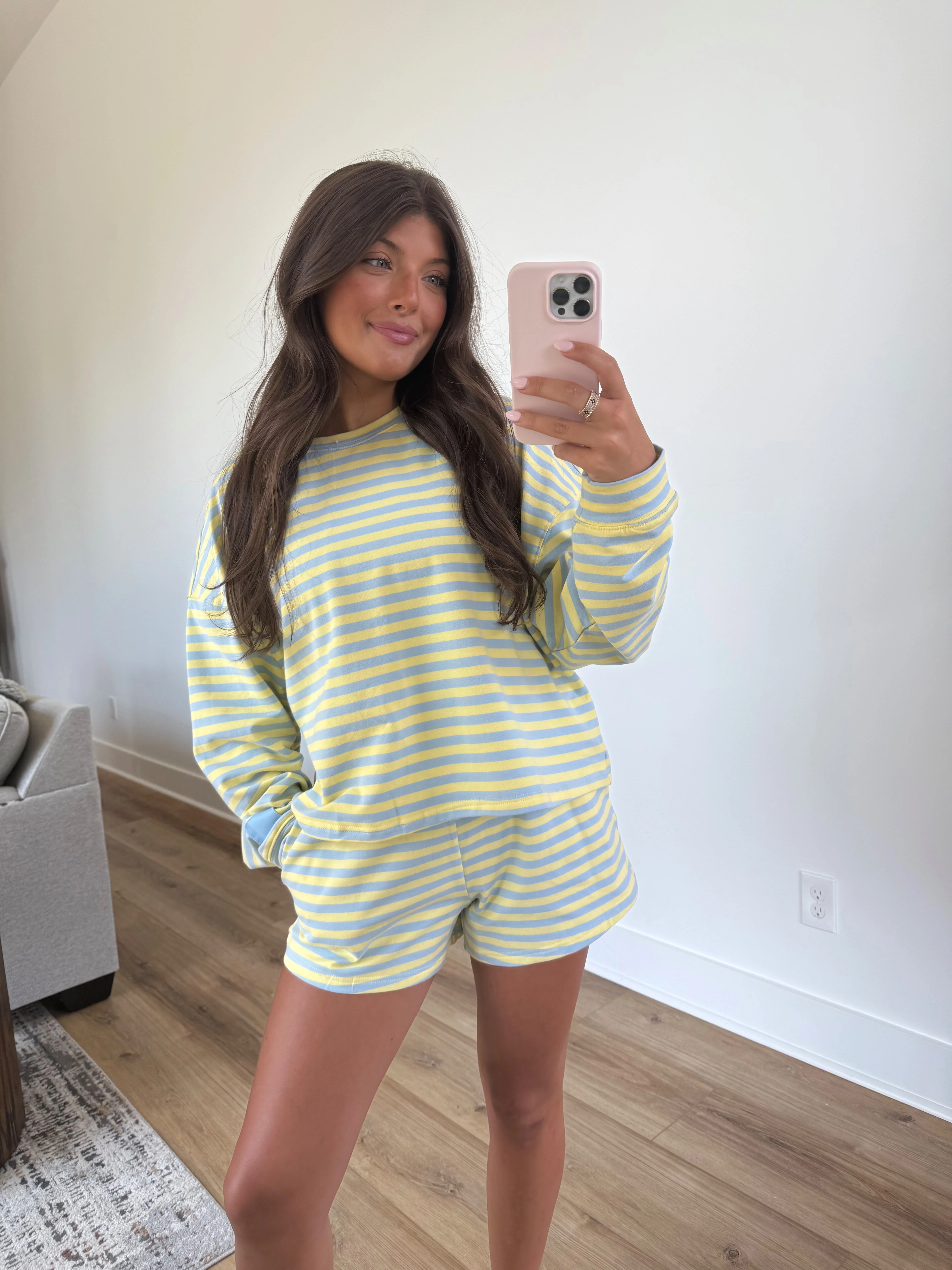 Blueberry Lemon Stripe Shorts Set - Image 6