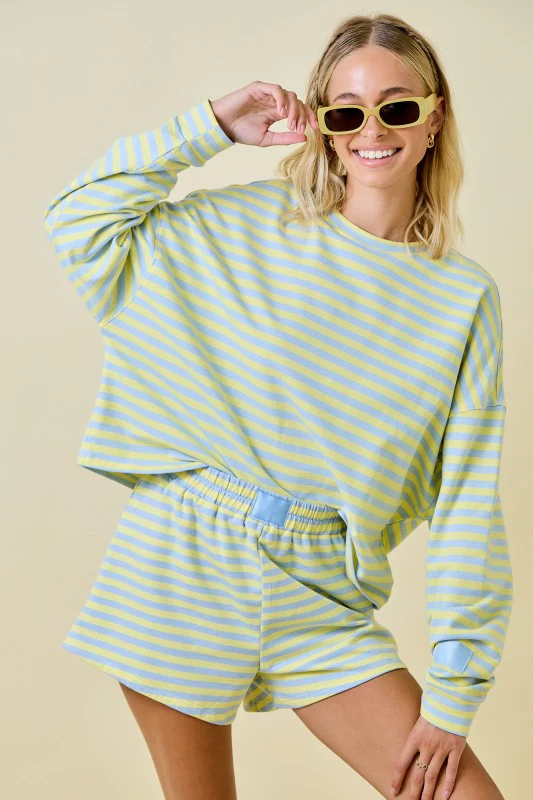 Blueberry Lemon Stripe Shorts Set - Image 7