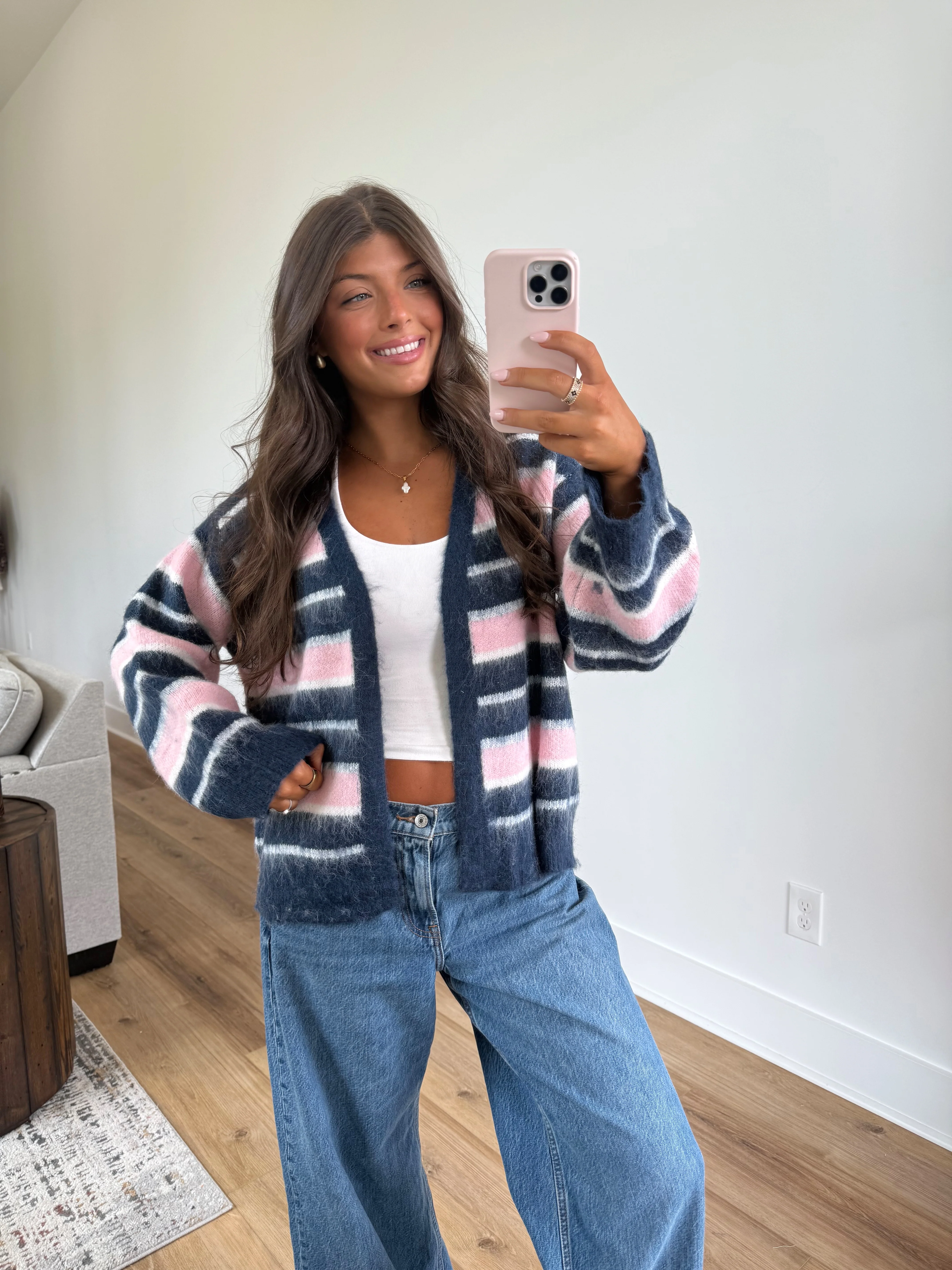 Blush Navy Cozy Cardigan