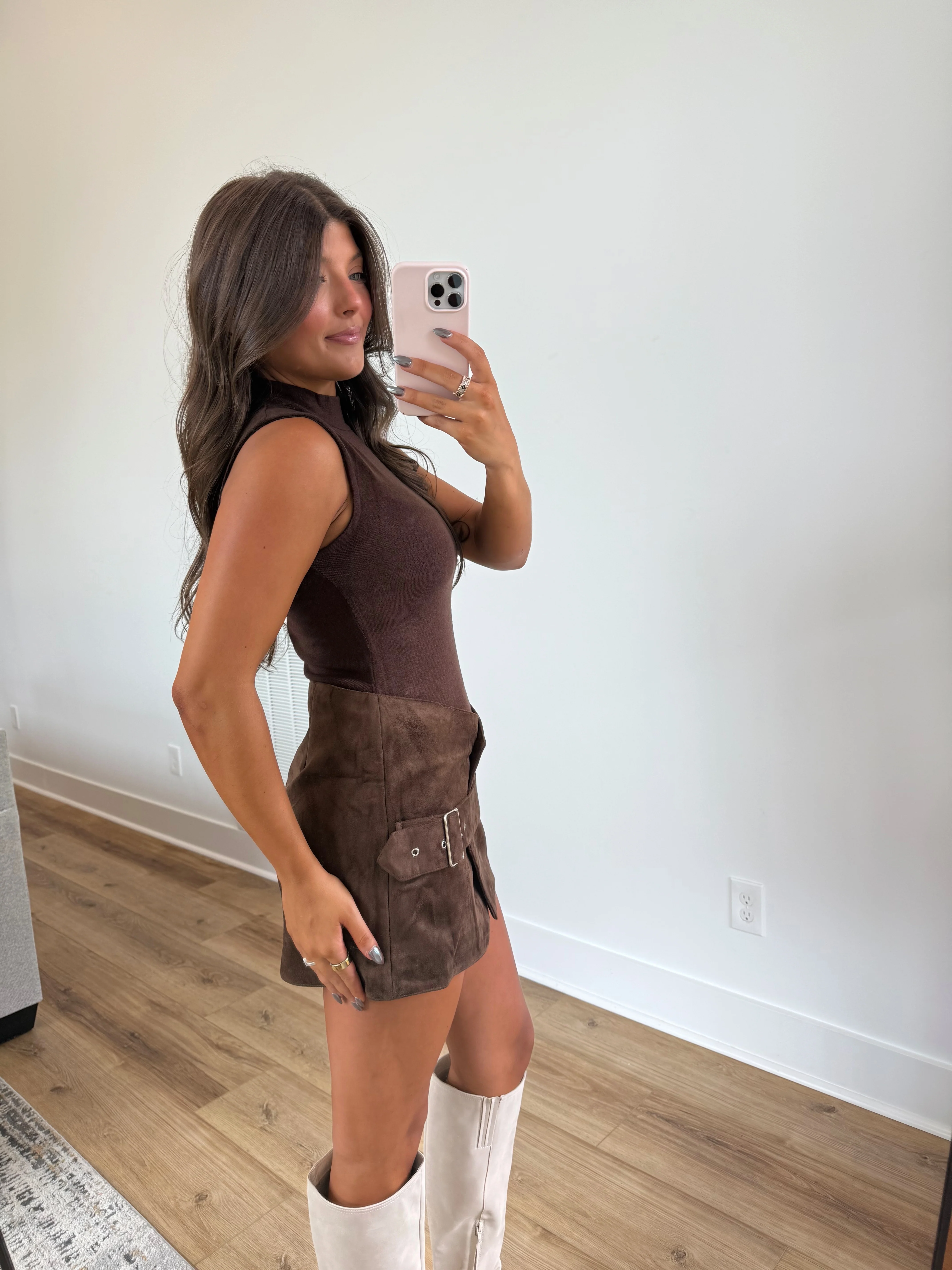 Brown Belted Wrap Romper - Image 3