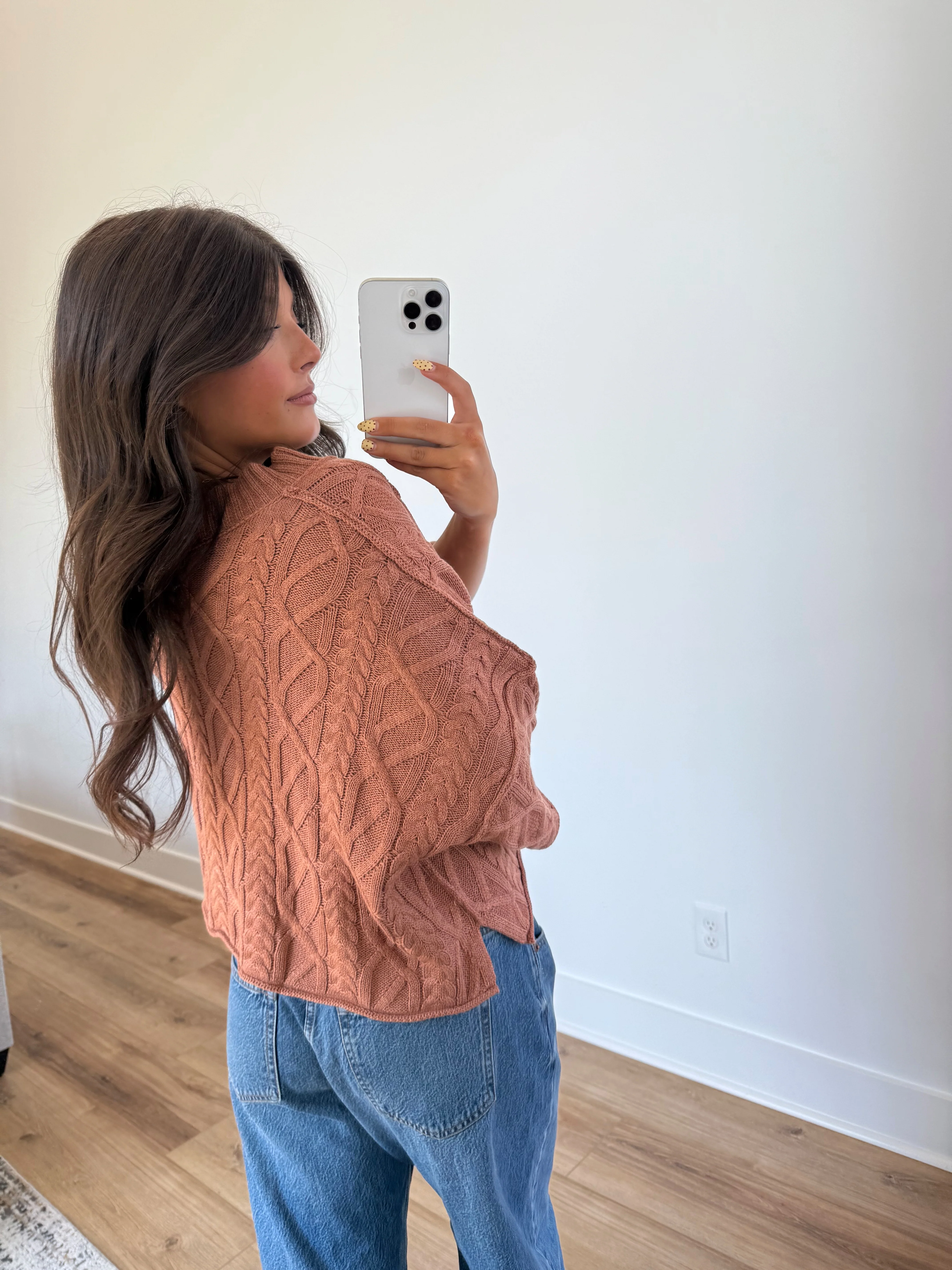 Brown Cable Knit Sweater - Image 4