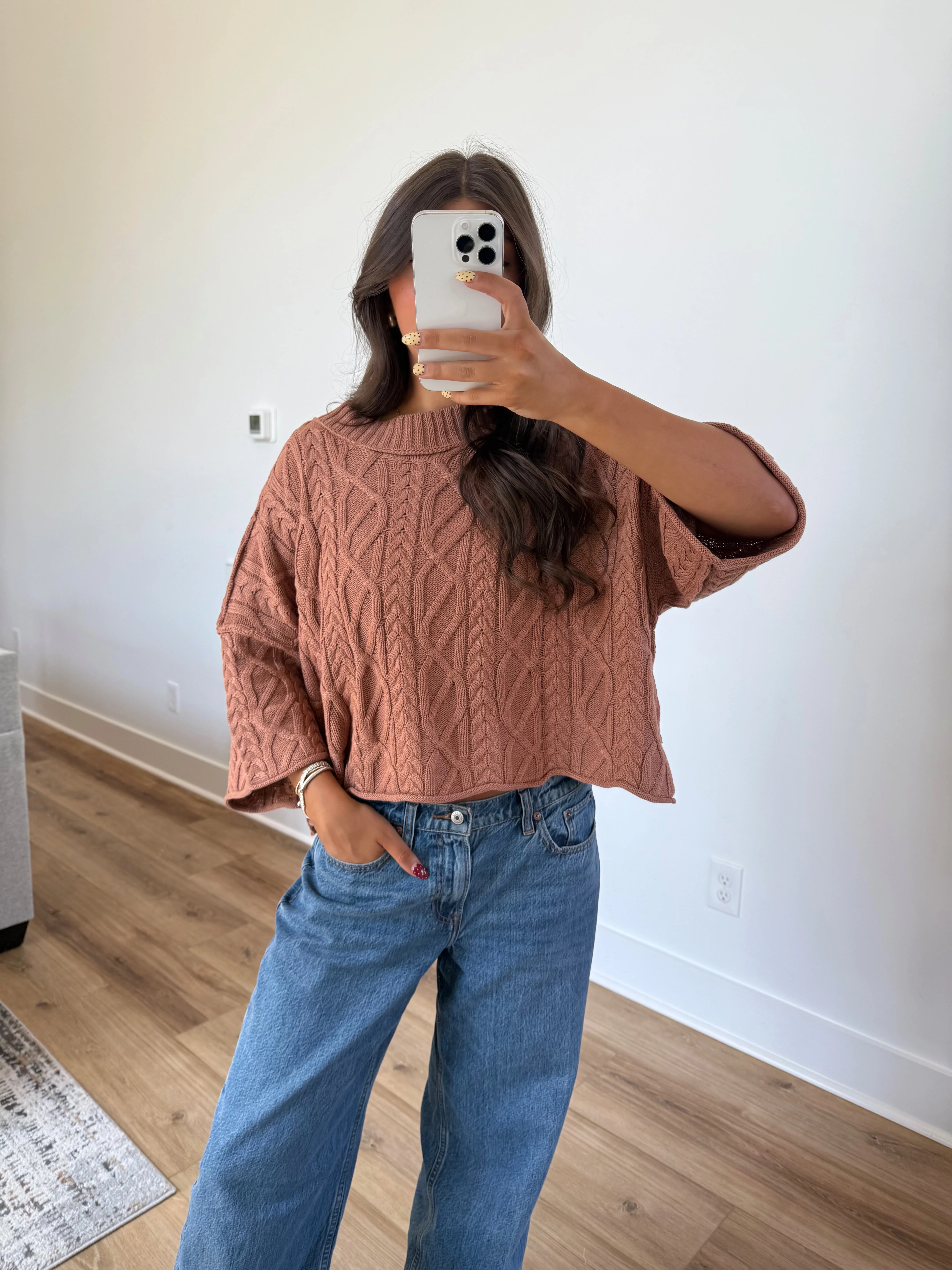 Brown Cable Knit Sweater - Image 5