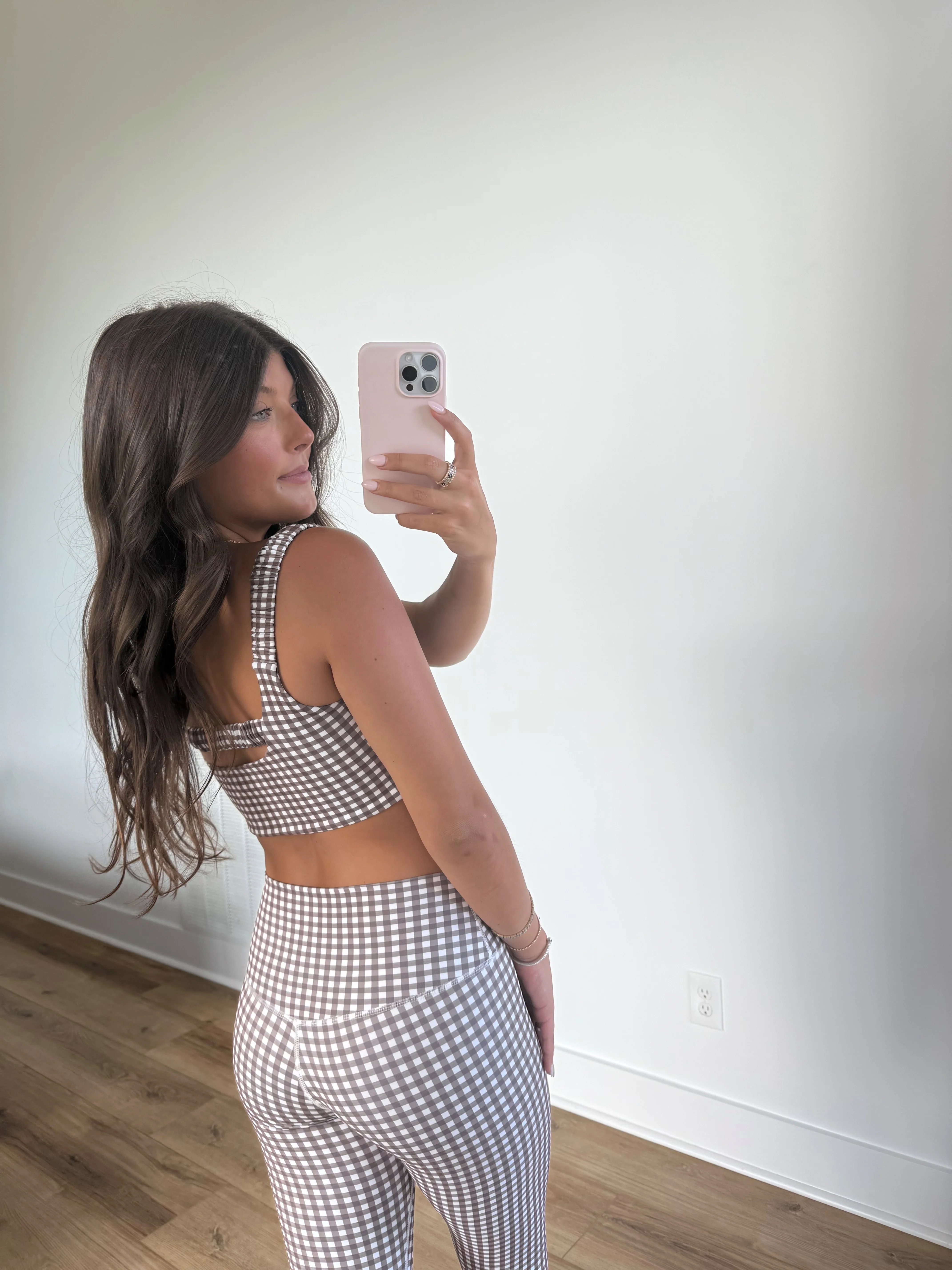 Brown Gingham Scrunched Bra - Image 4
