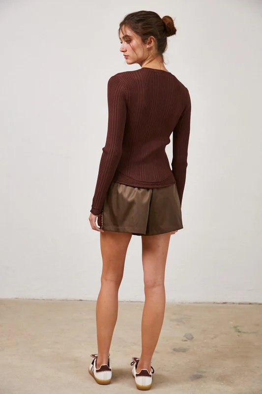 Brown Lace Trim Cardigan - Image 7