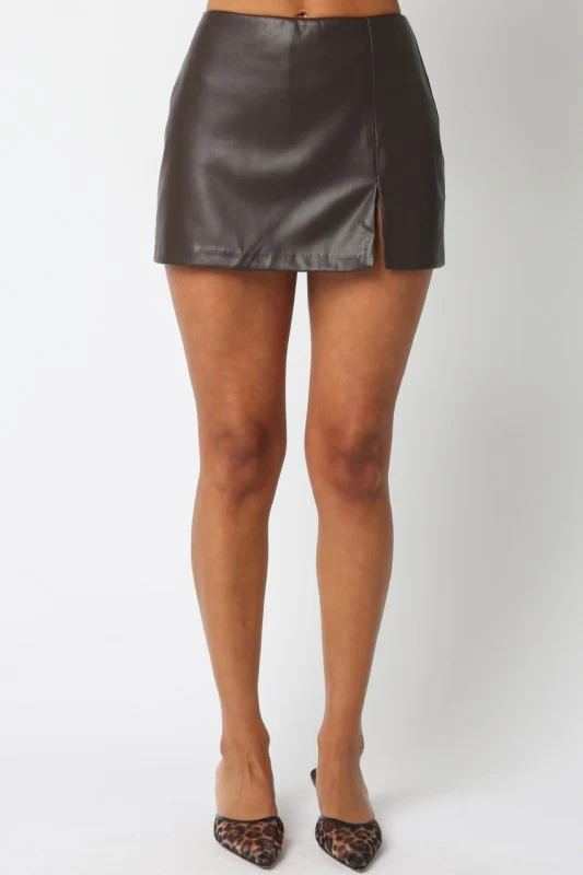 Brown Leather Skort - Image 7