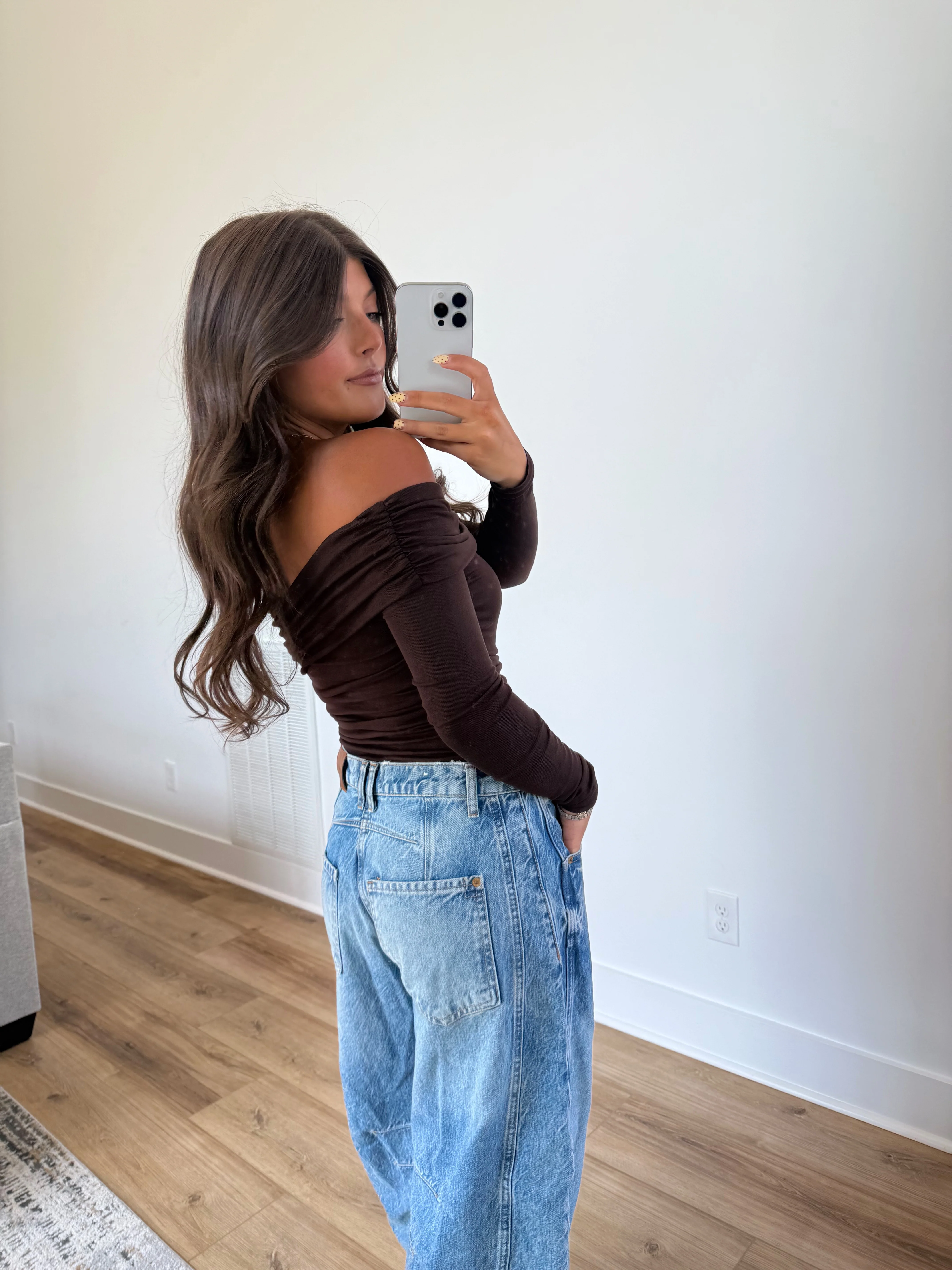 Brown Off The Shoulder Bodysuit - Image 3