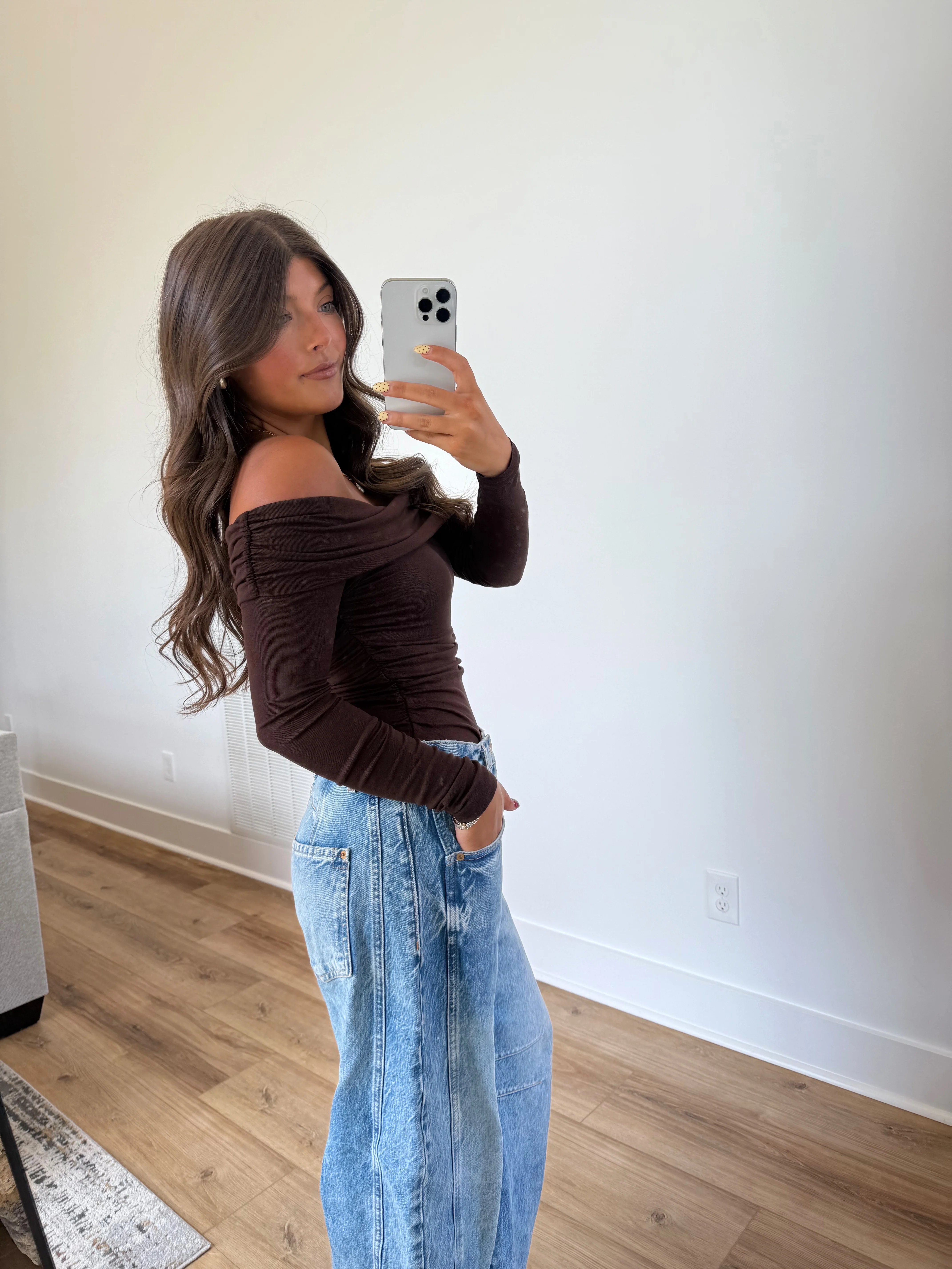 Brown Off The Shoulder Bodysuit - Image 5