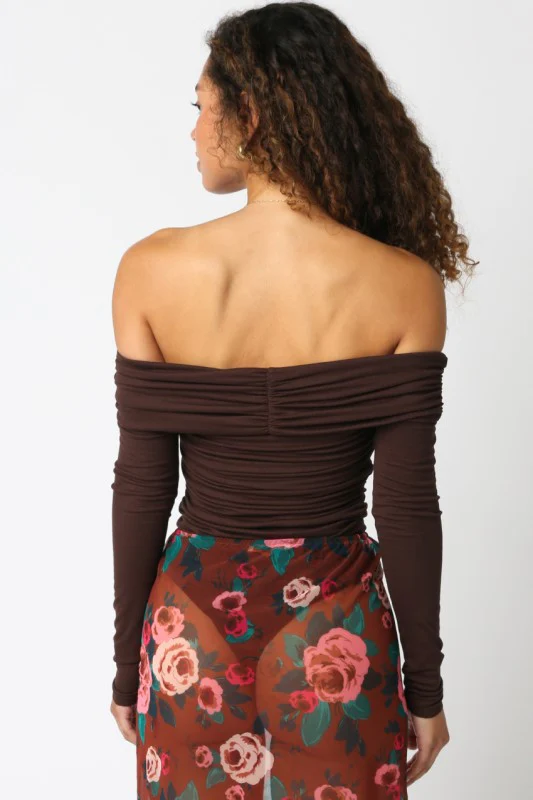 Brown Off The Shoulder Bodysuit - Image 7