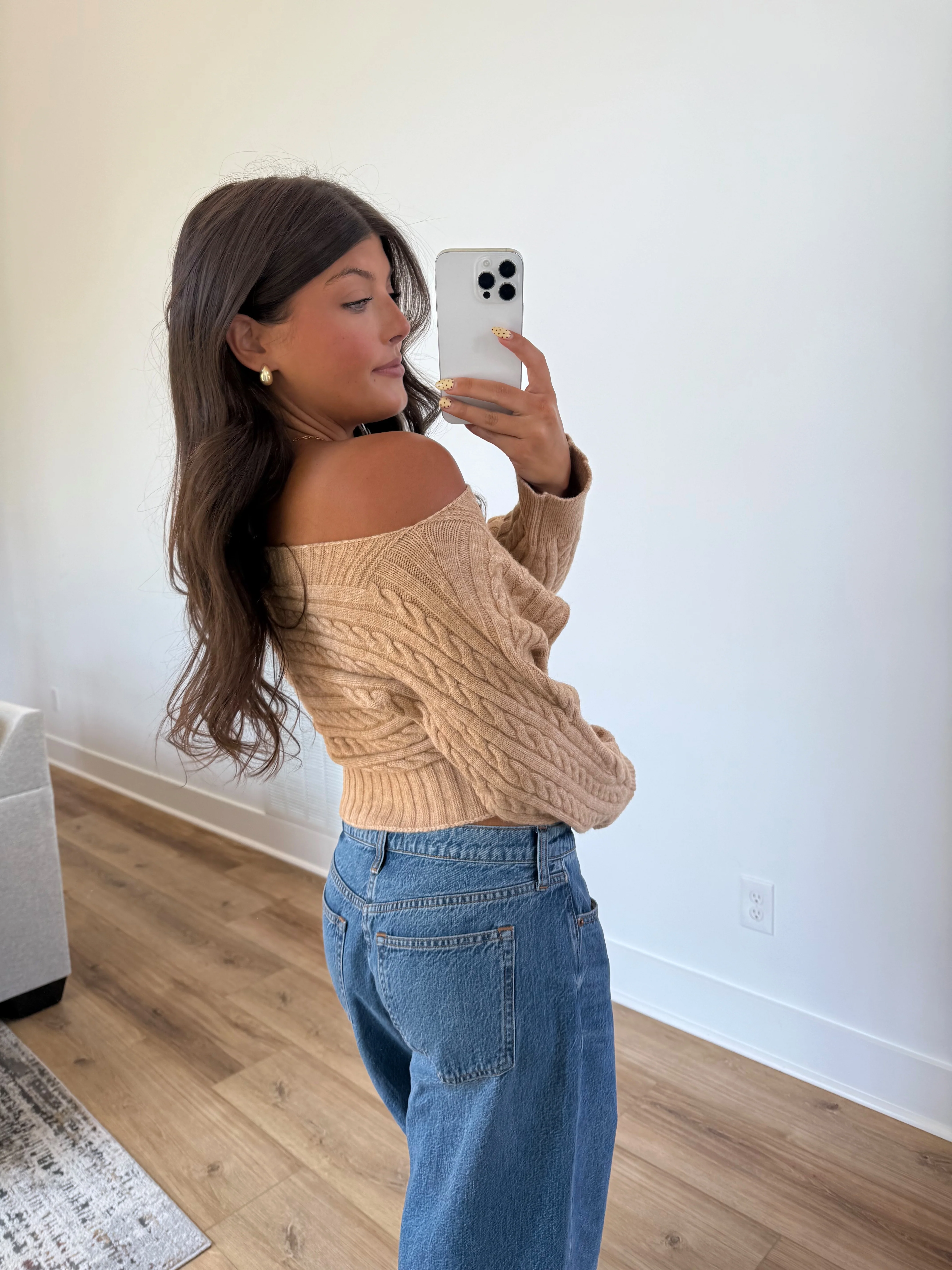Brown Off The Shoulder Sweater (Restock) - Image 5