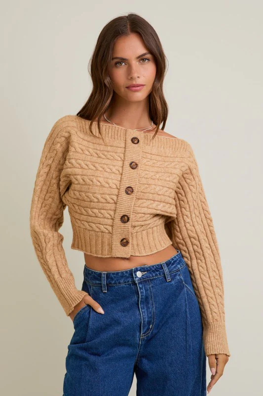 Brown Off The Shoulder Sweater (Restock) - Image 7