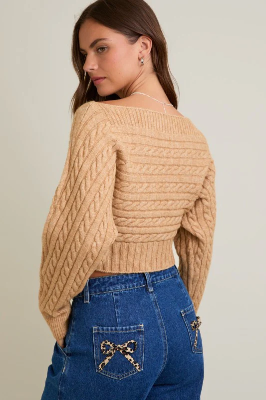 Brown Off The Shoulder Sweater (Restock) - Image 8