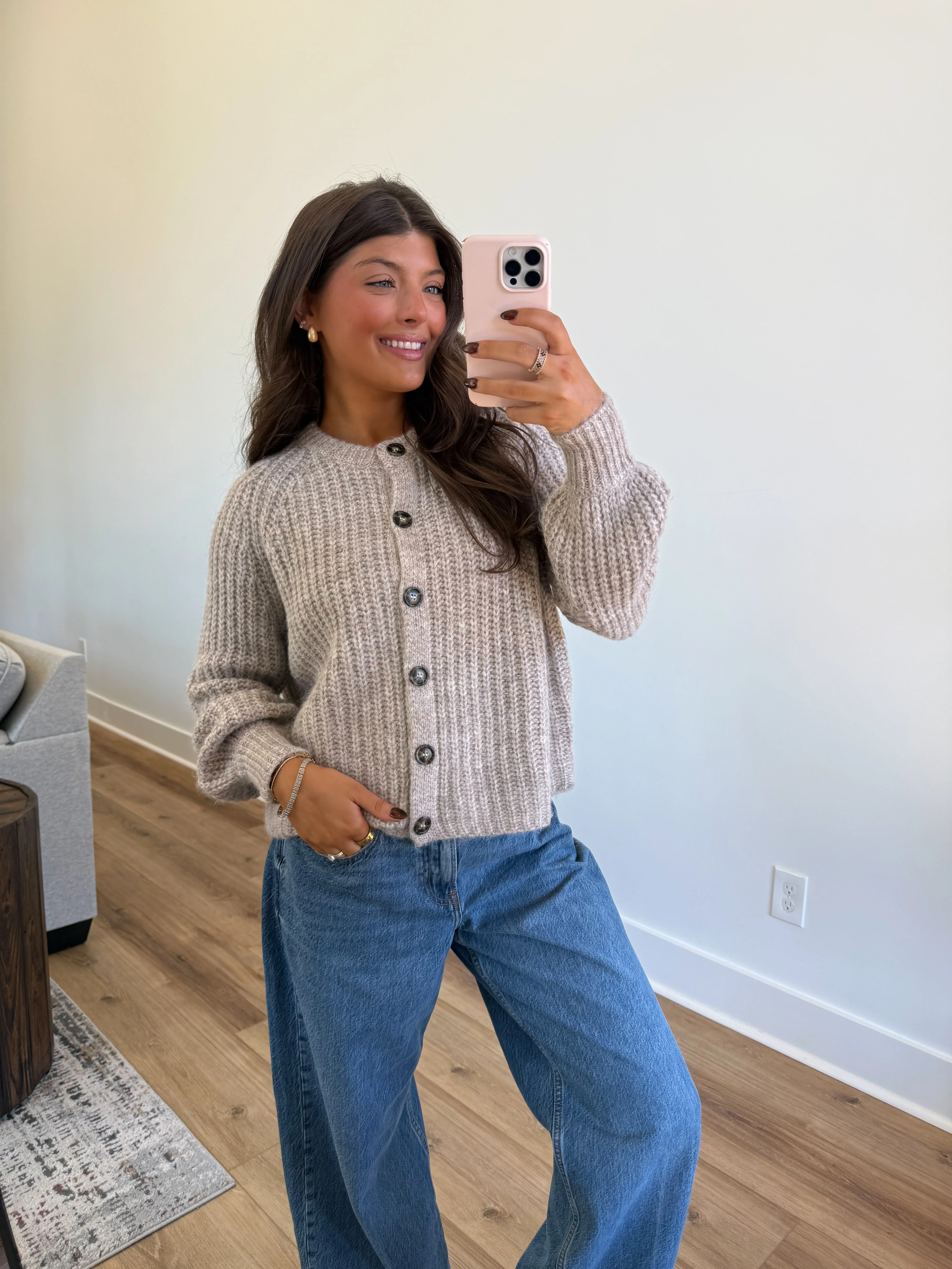 Brushed Button Cardigan - Image 3