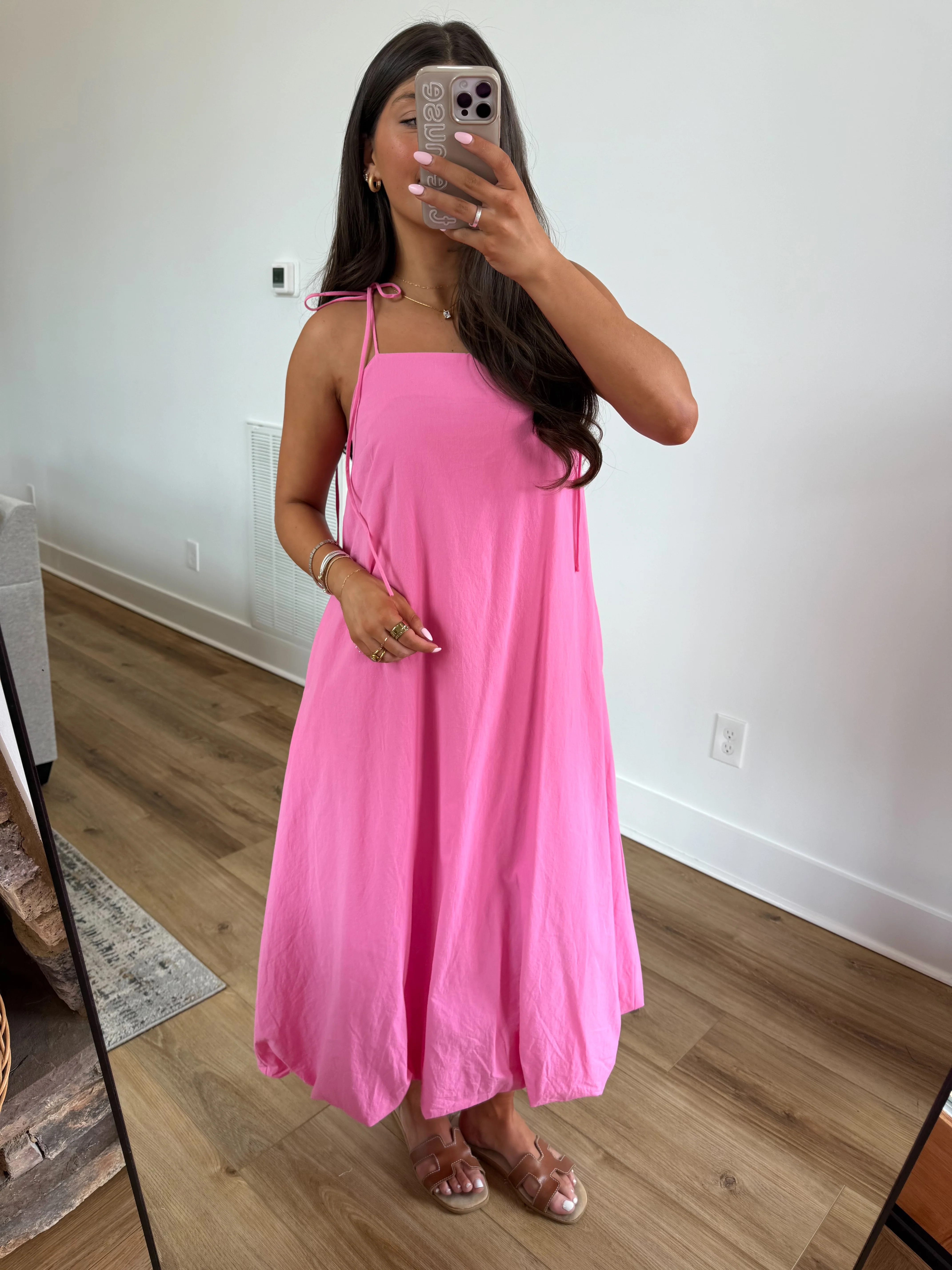 Bubble Hem Midi Dress (Bubblegum) - Image 2
