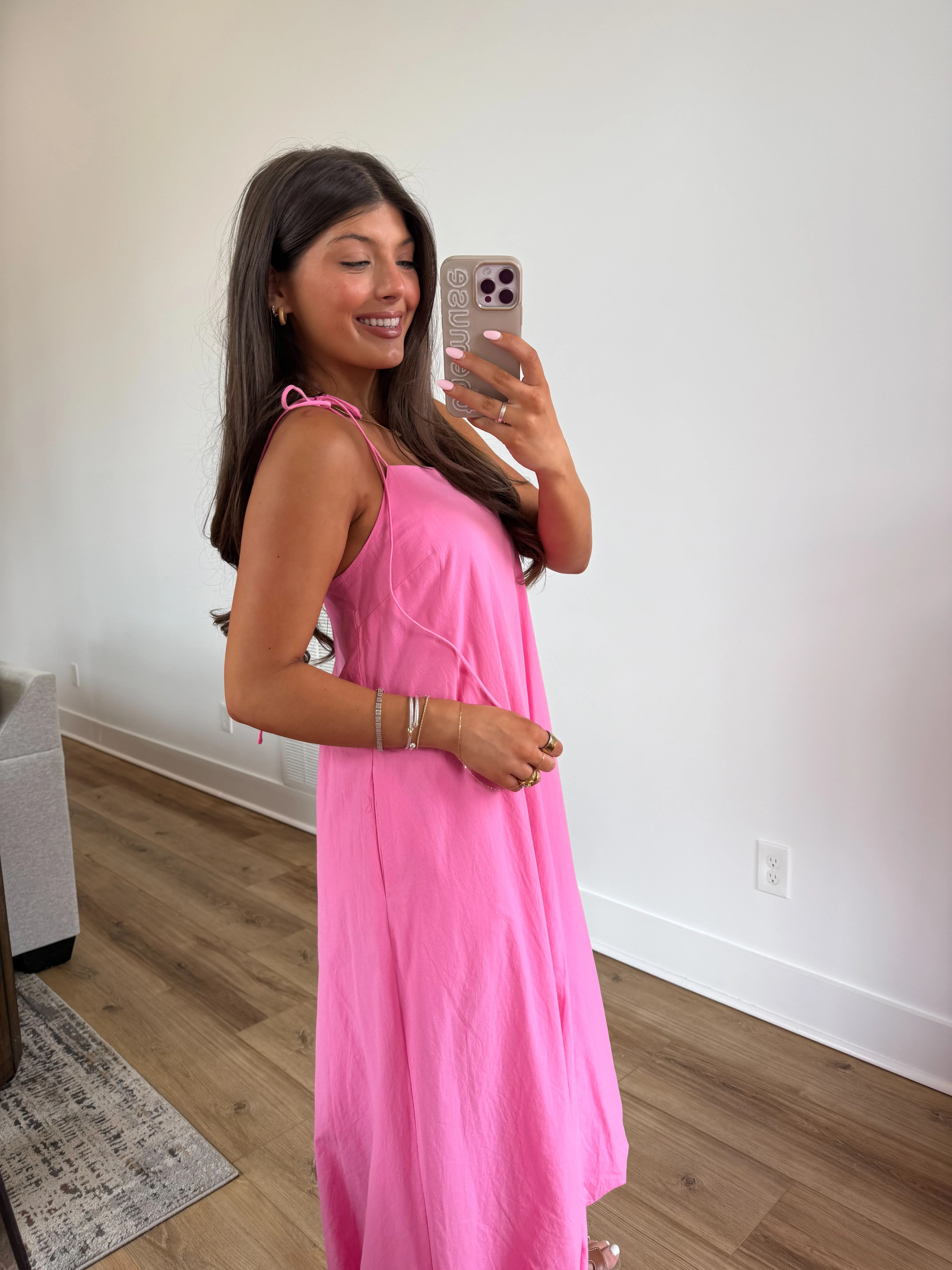 Bubble Hem Midi Dress (Bubblegum) - Image 3