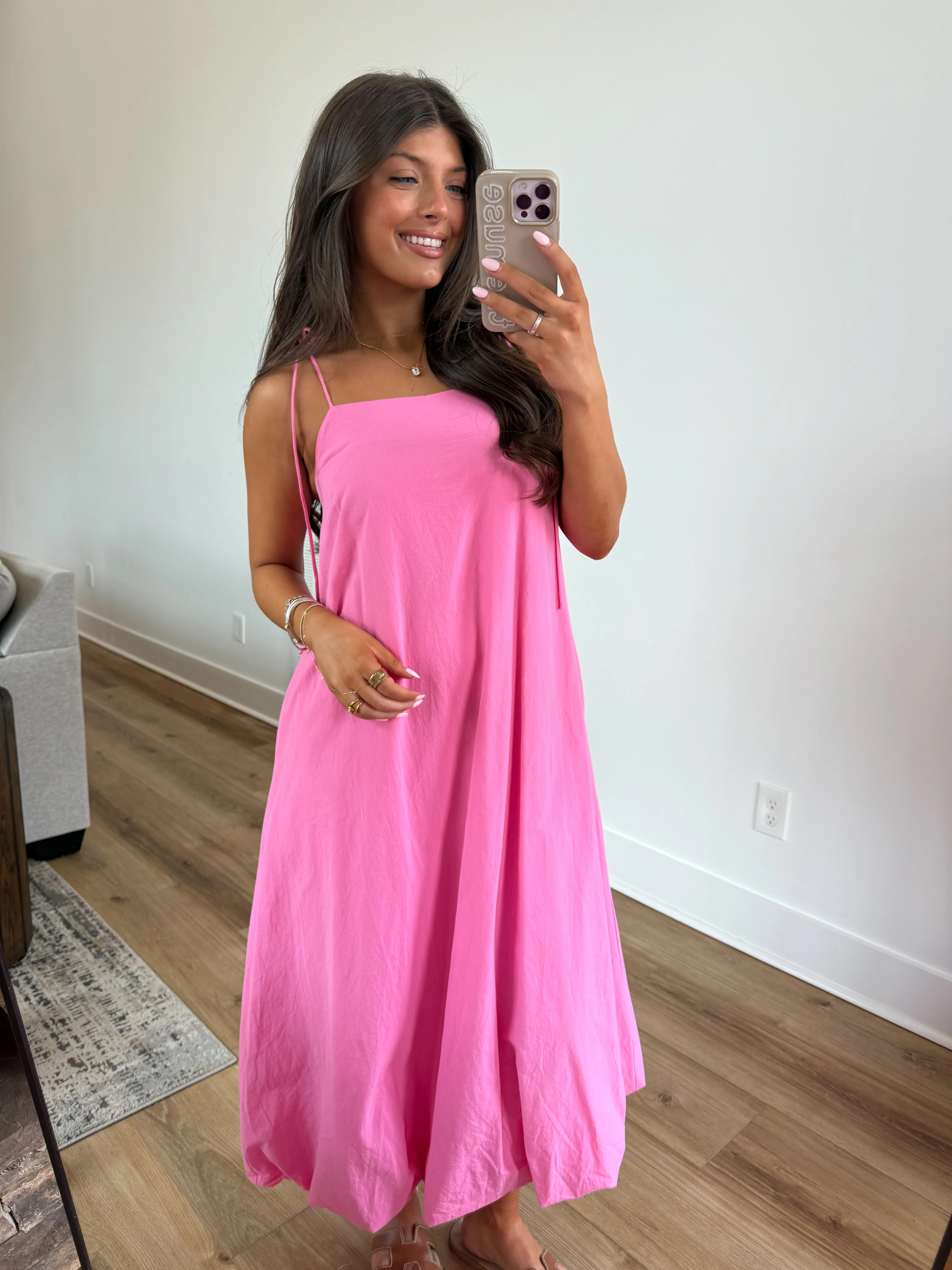 Bubble Hem Midi Dress (Bubblegum) - Image 4