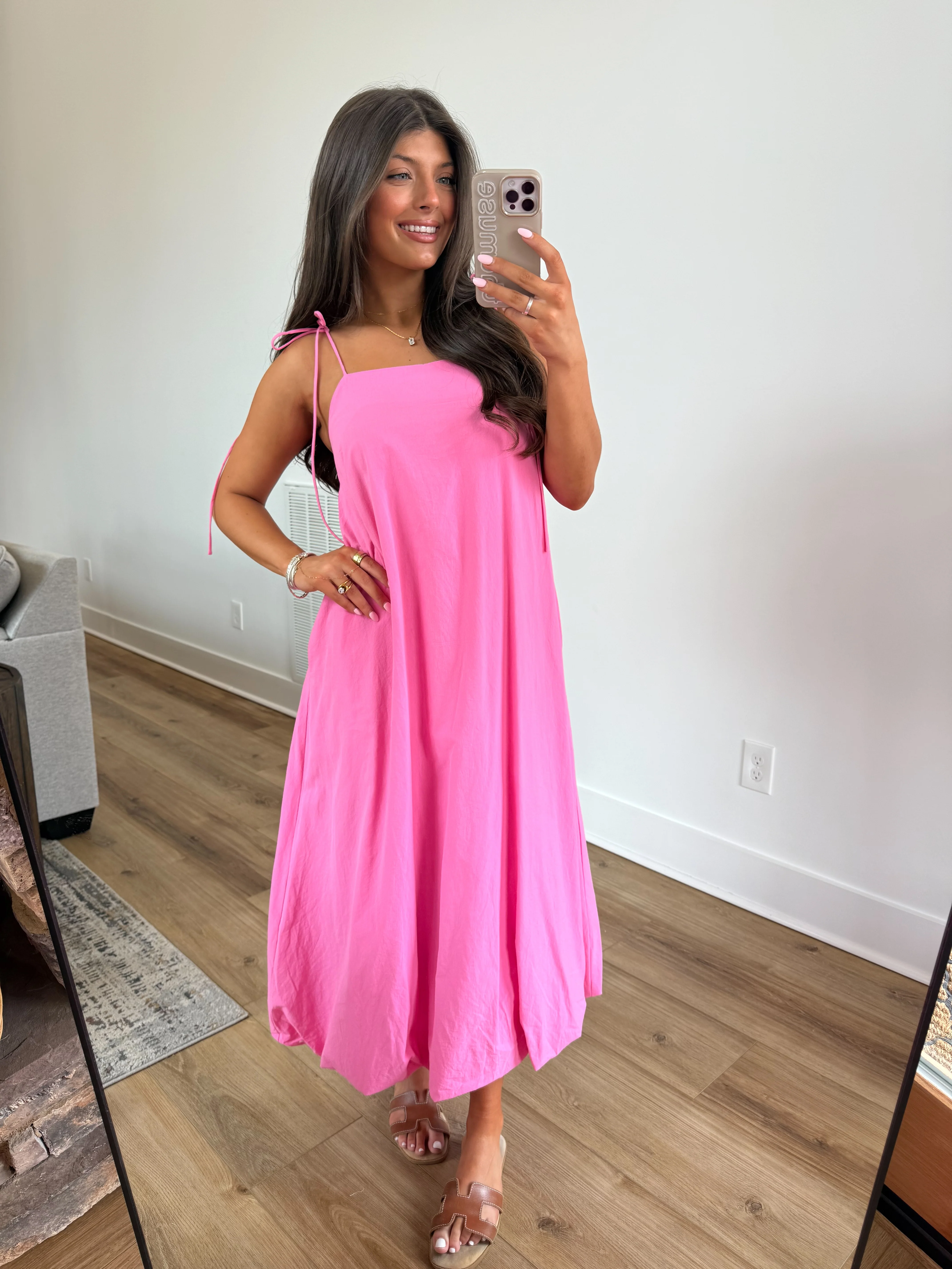 Bubble Hem Midi Dress (Bubblegum) - Image 5