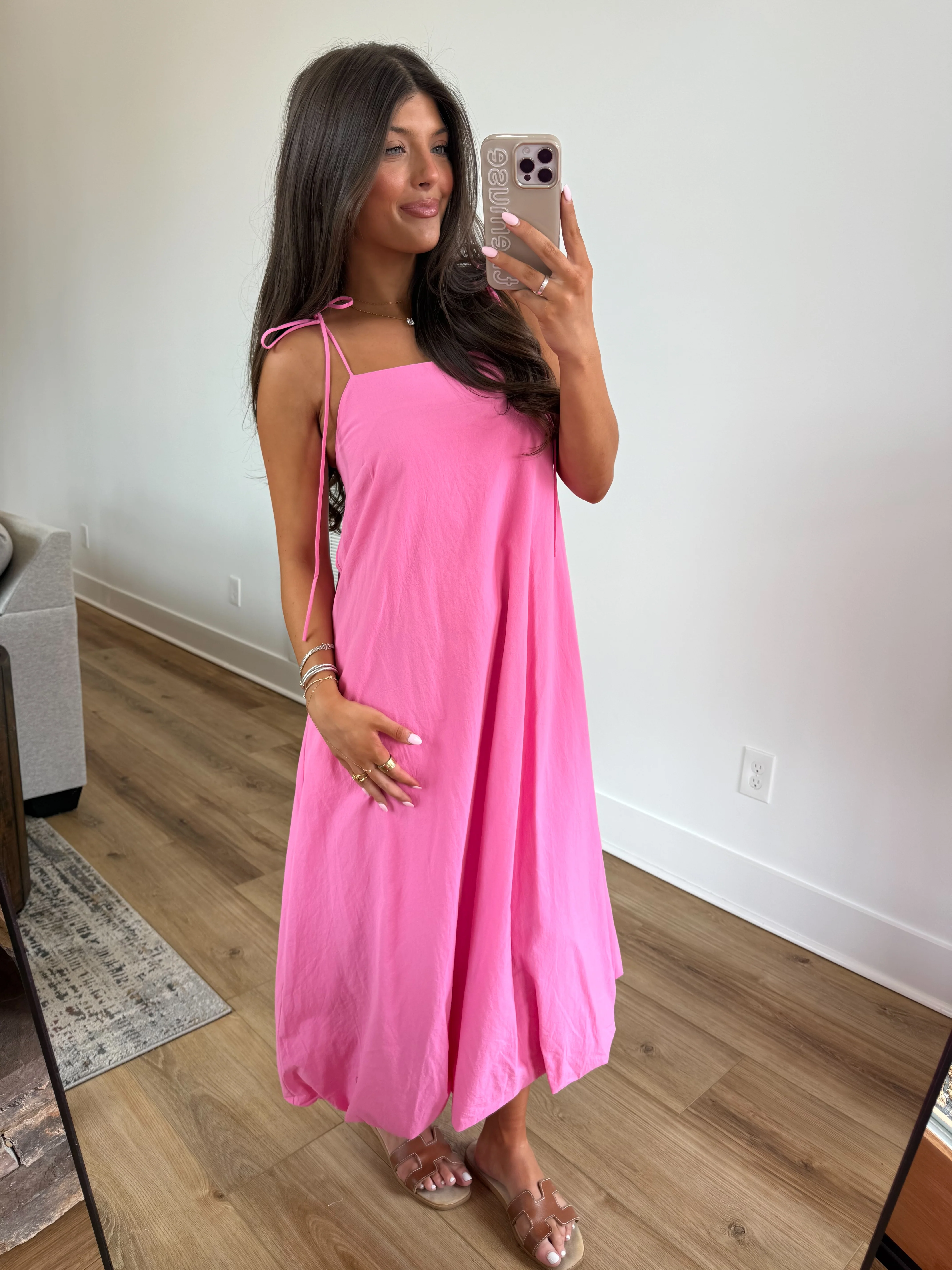 Bubble Hem Midi Dress (Bubblegum) - Image 6