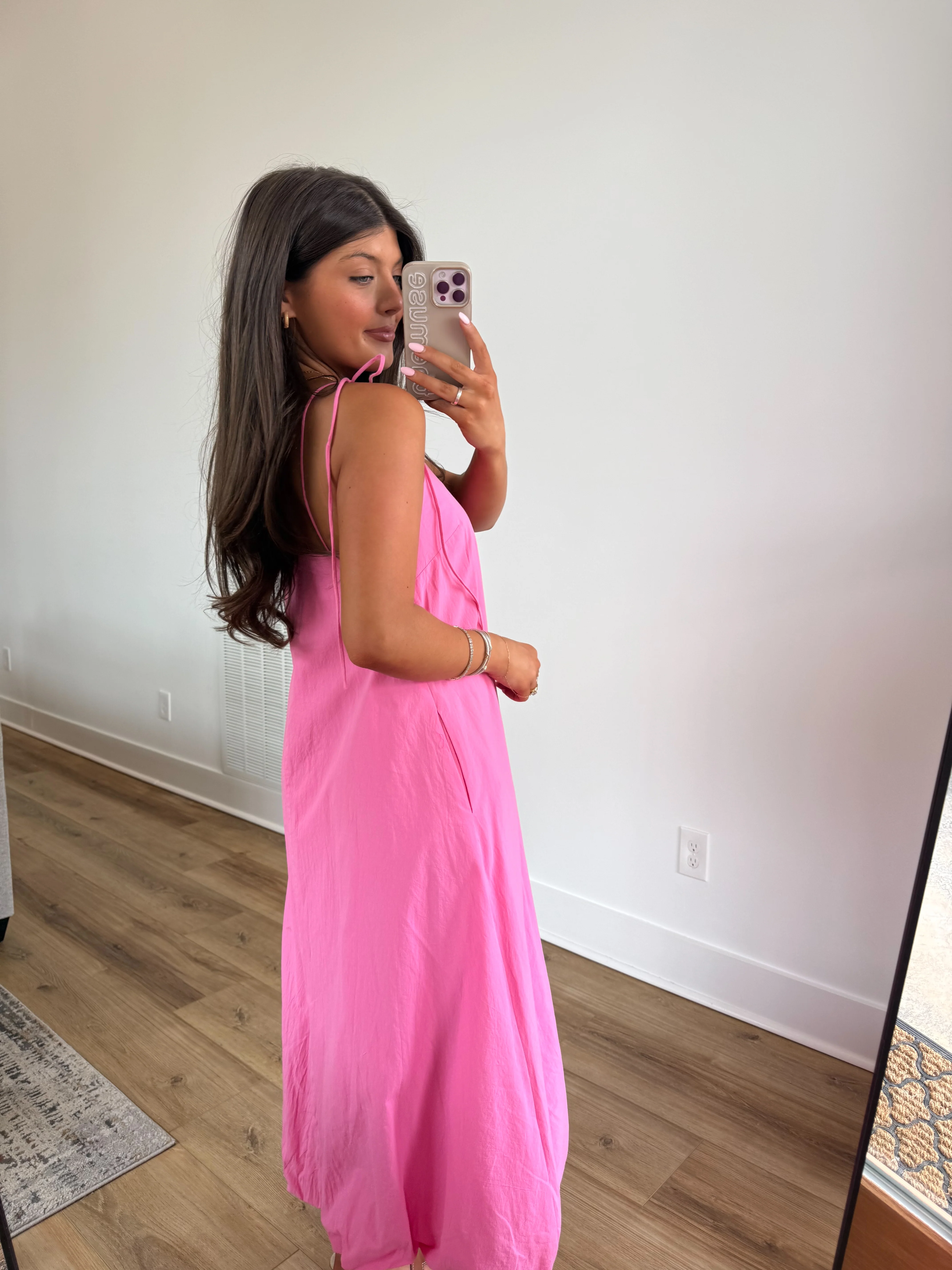 Bubble Hem Midi Dress (Bubblegum) - Image 7