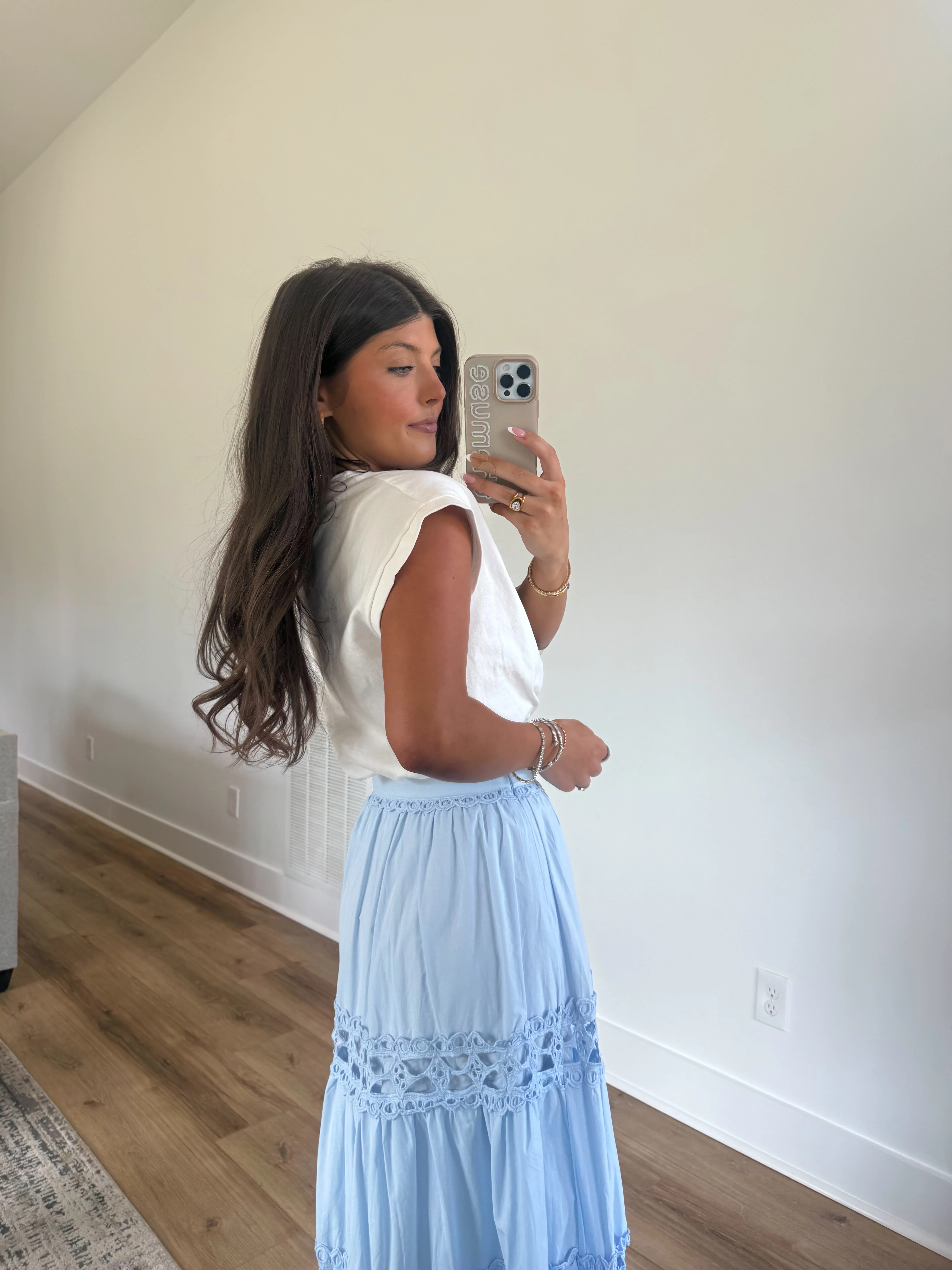 Bubble Hem White Tee - Image 3