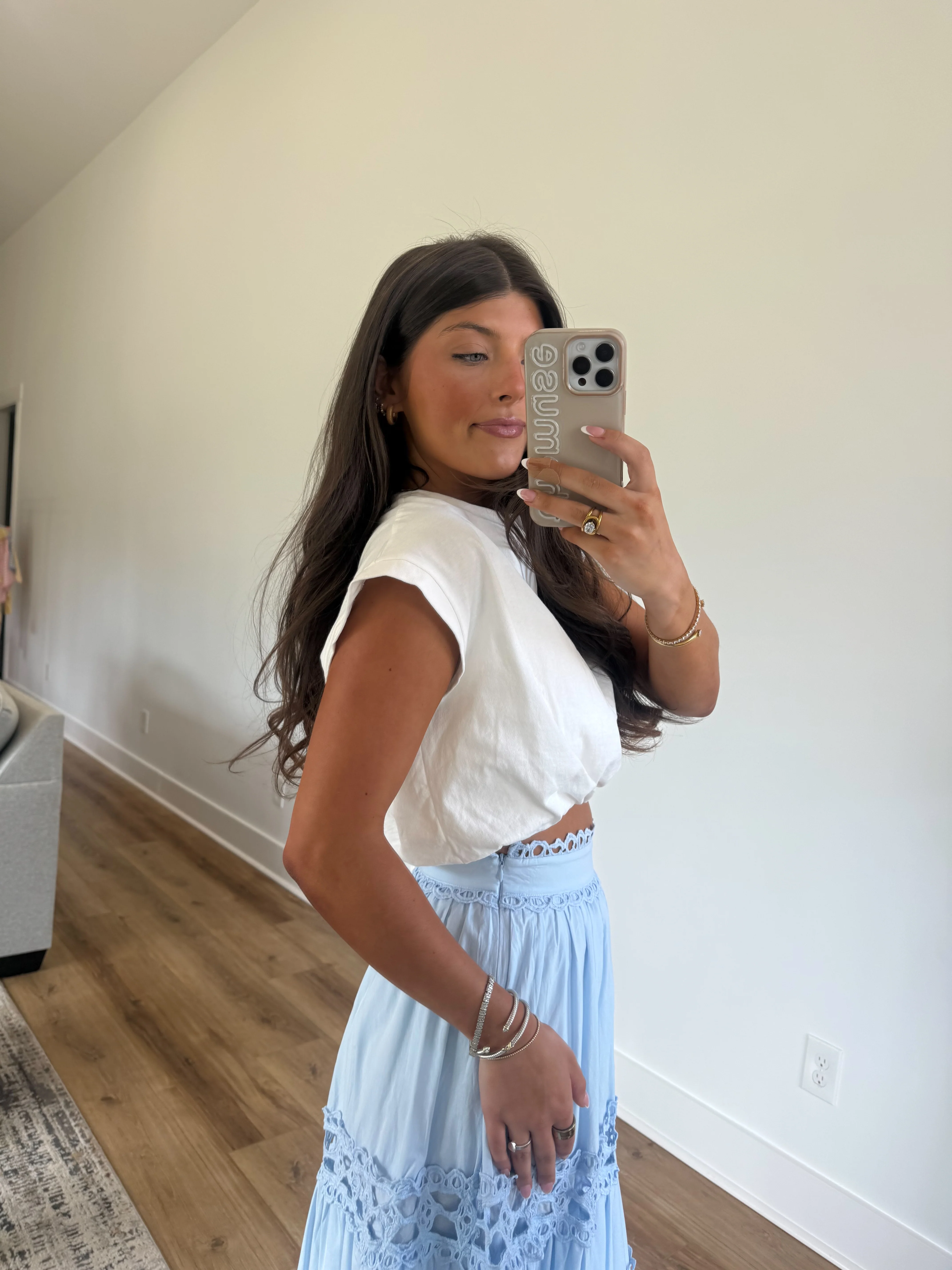 Bubble Hem White Tee - Image 4