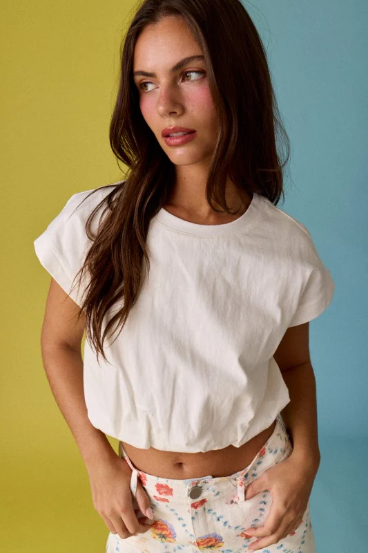 Bubble Hem White Tee - Image 6