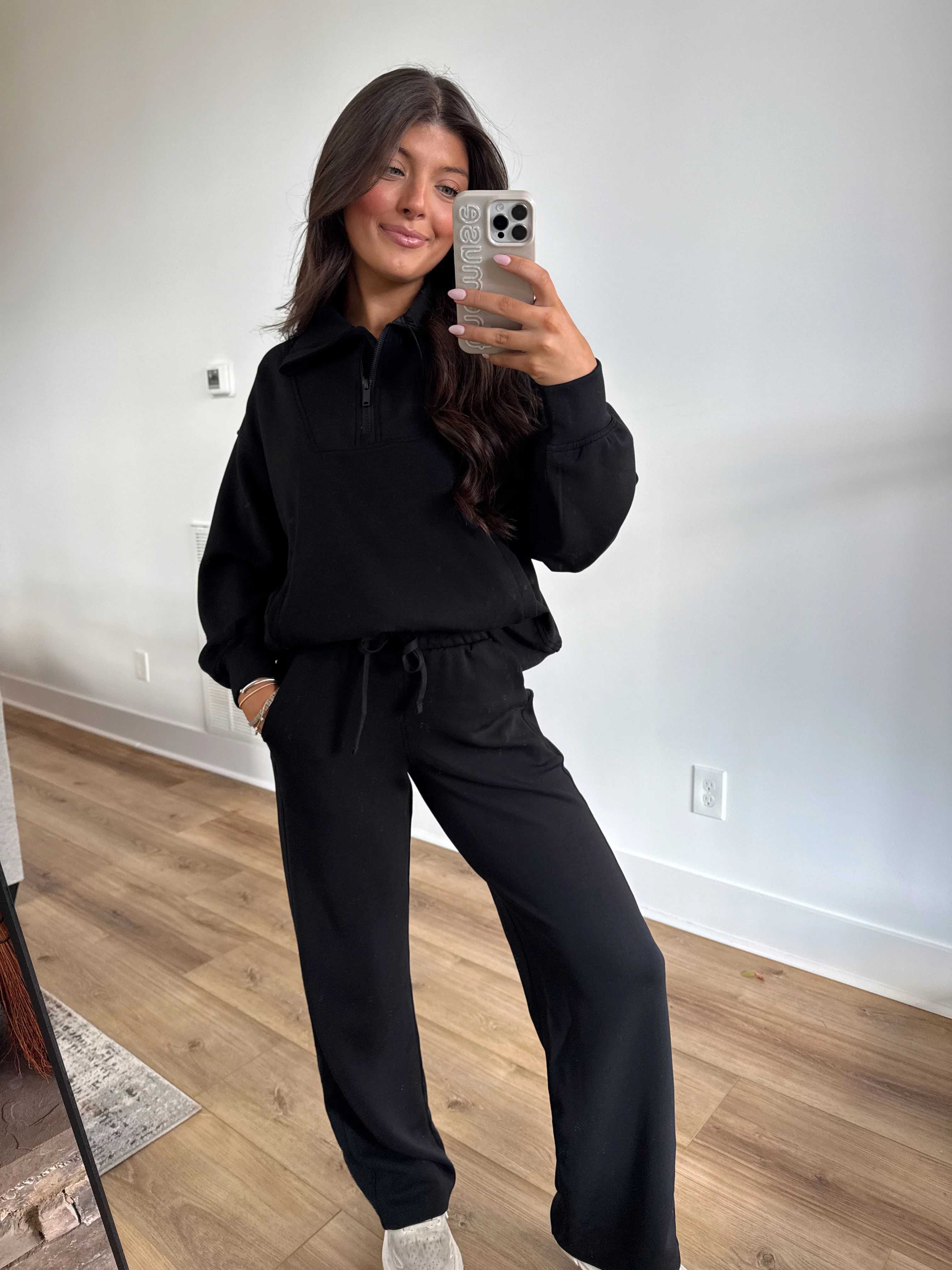 Butter Luxe Lounge Quarter Zip Set (Black) - Image 2