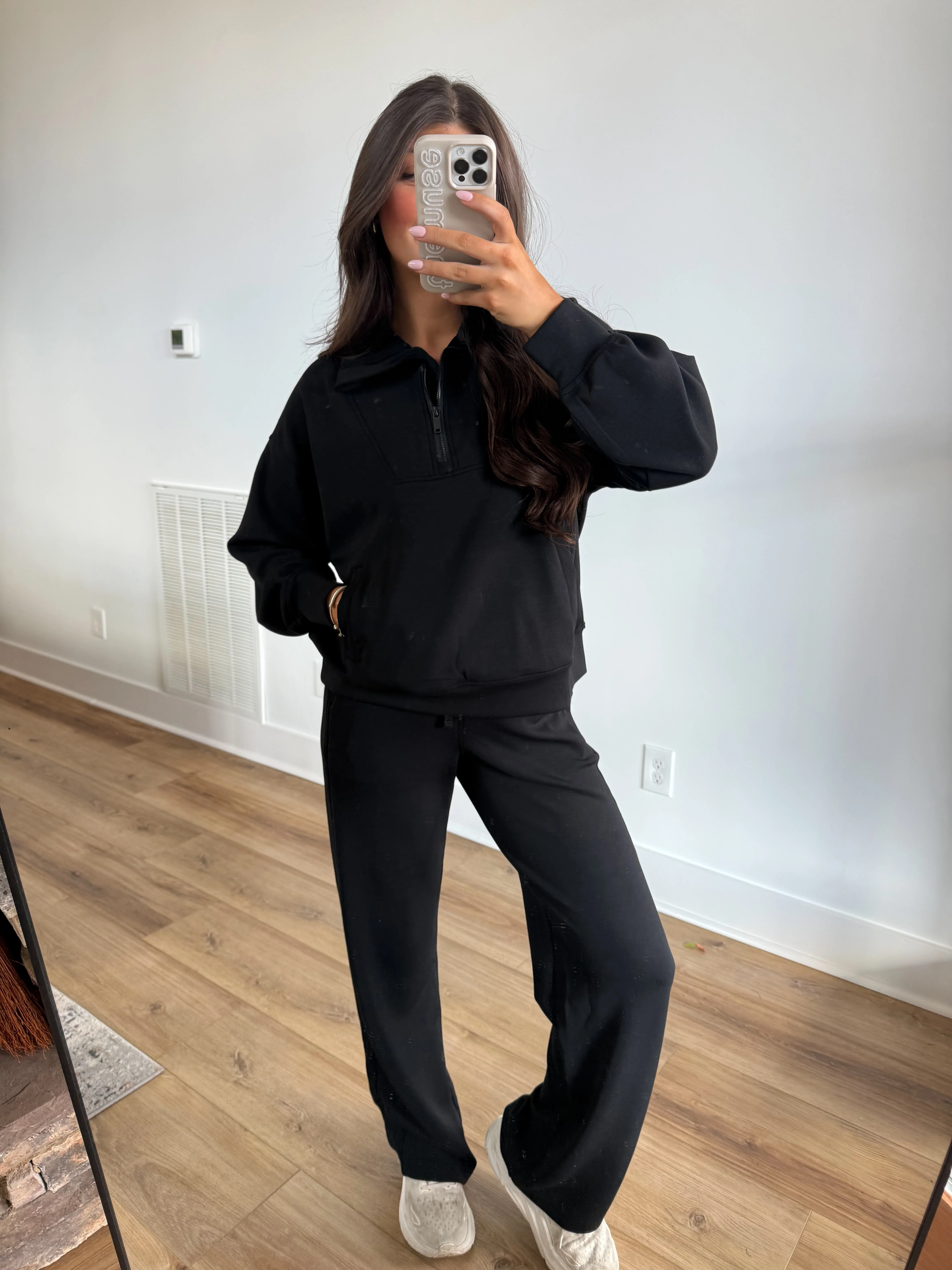 Butter Luxe Lounge Quarter Zip Set (Black) - Image 3