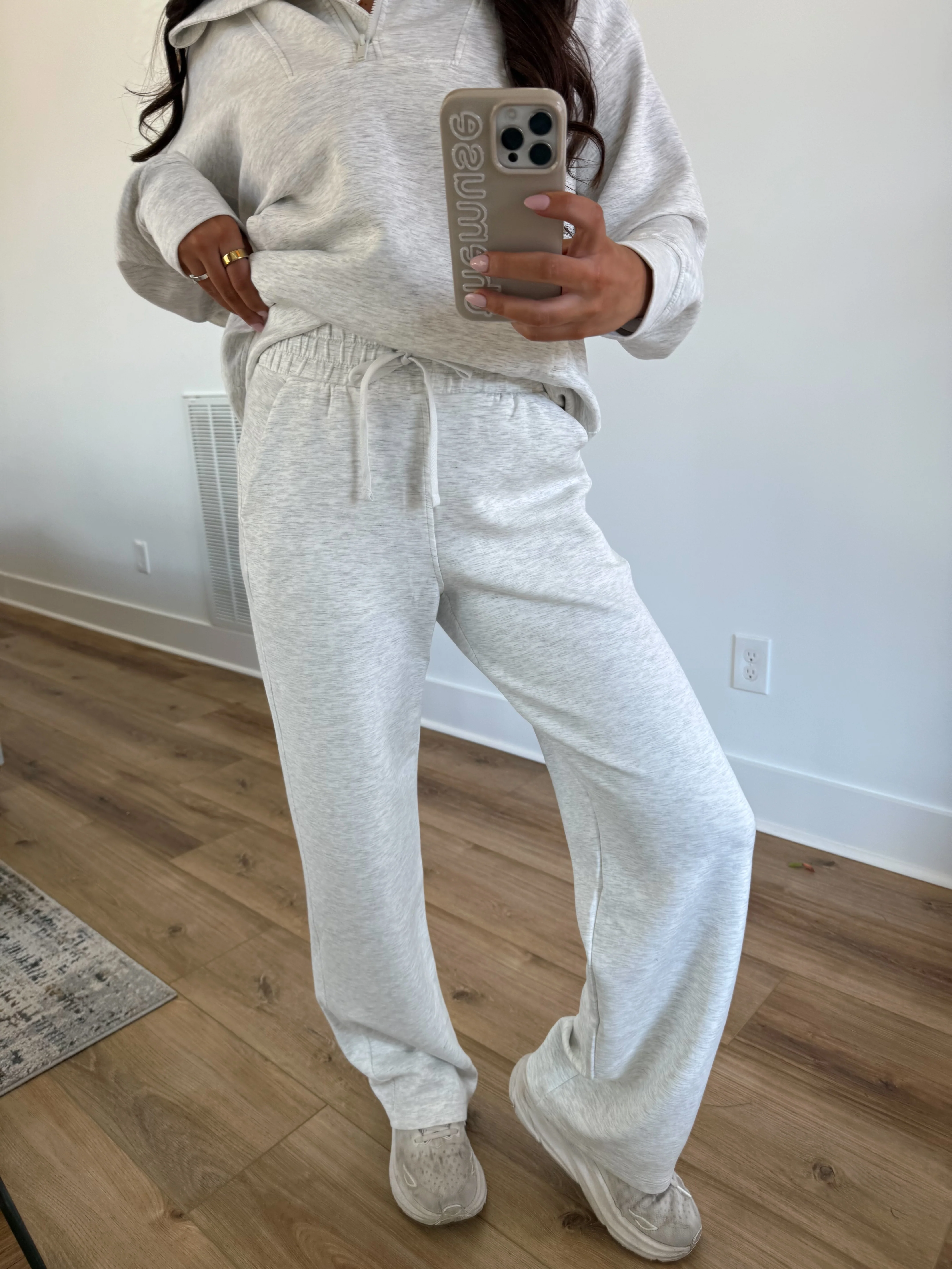 Butter Luxe Lounge Quarter Zip Set (Light Heather Grey) - Image 2