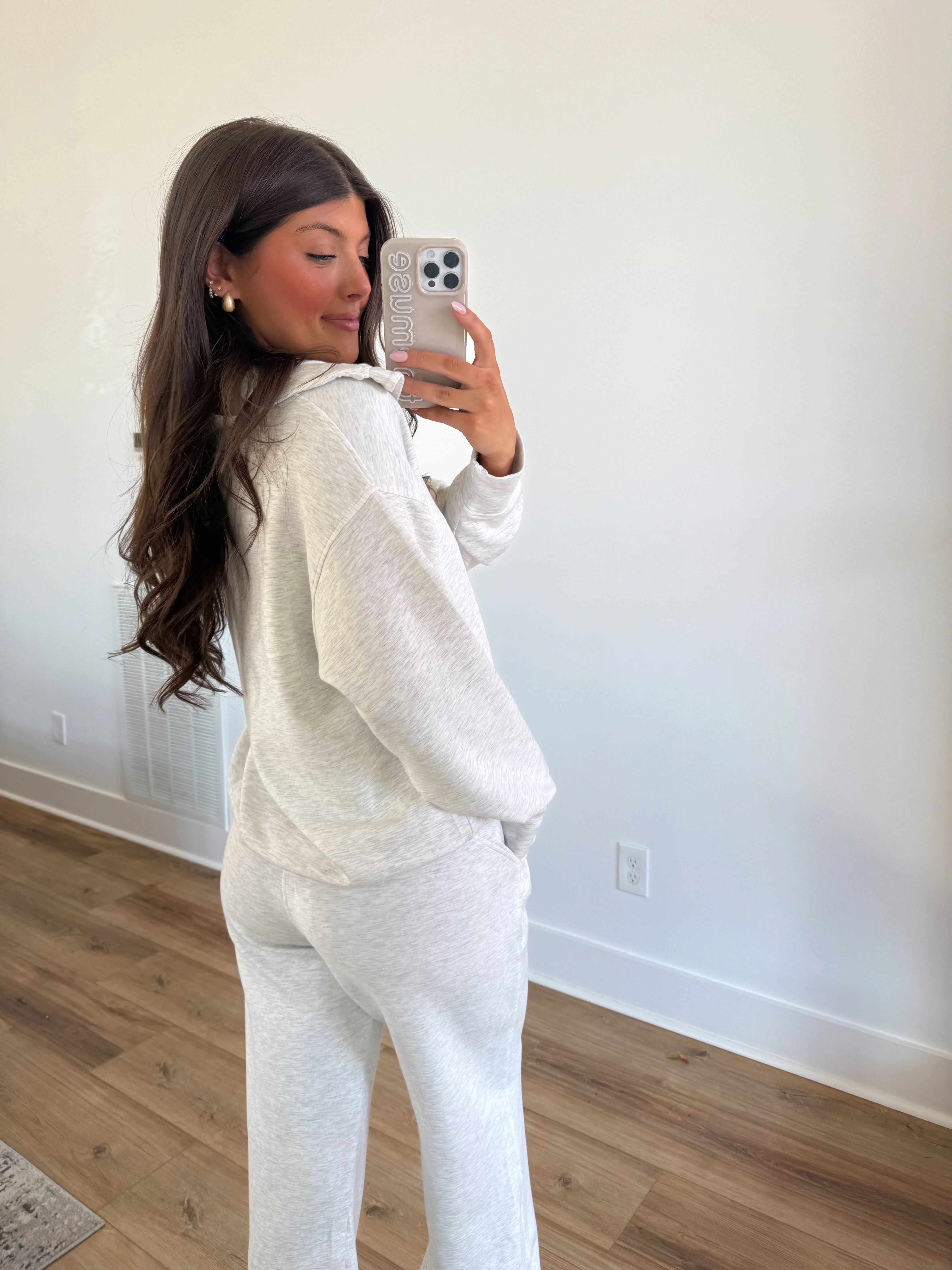 Butter Luxe Lounge Quarter Zip Set (Light Heather Grey) - Image 4