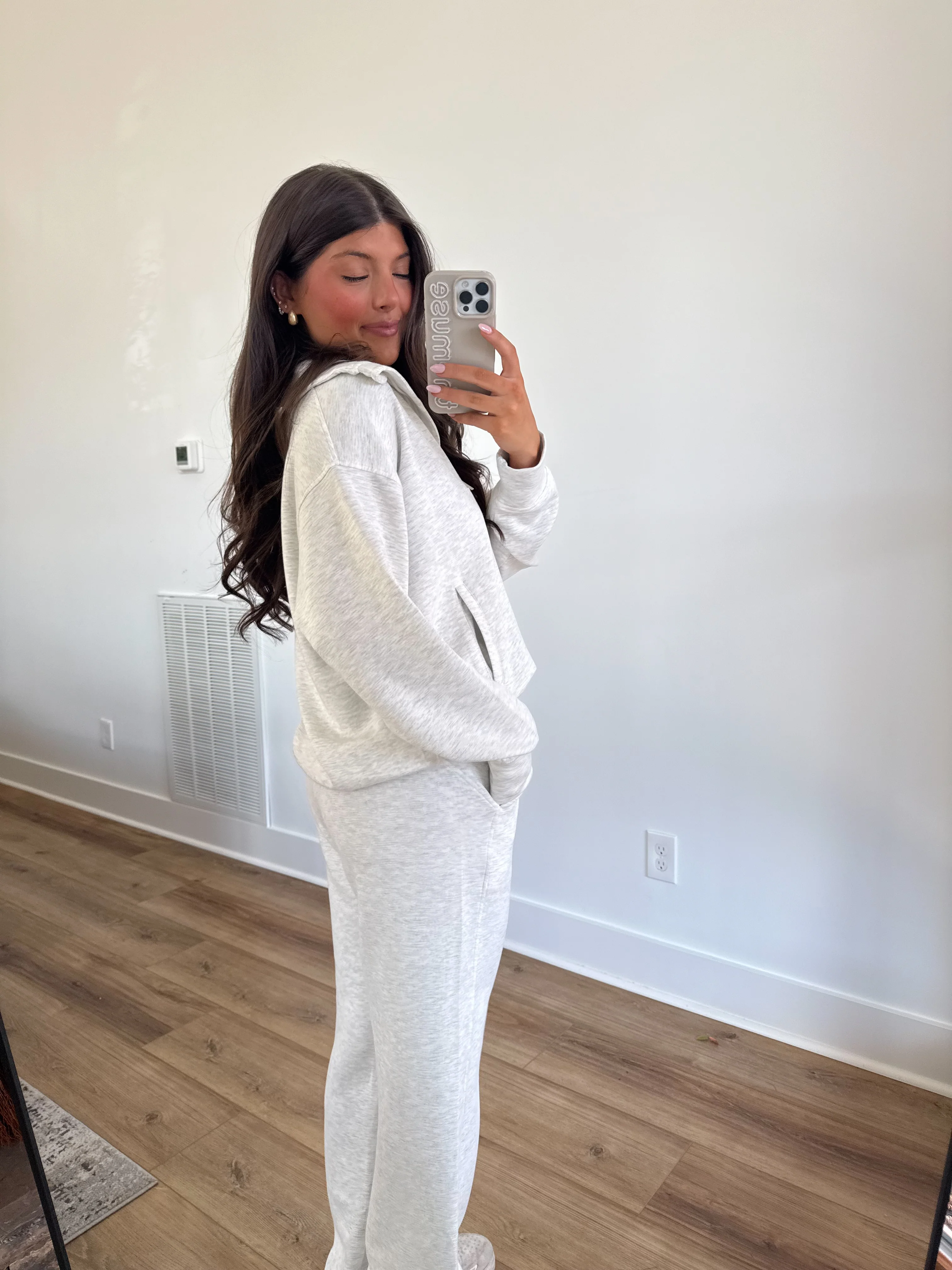 Butter Luxe Lounge Quarter Zip Set (Light Heather Grey) - Image 6