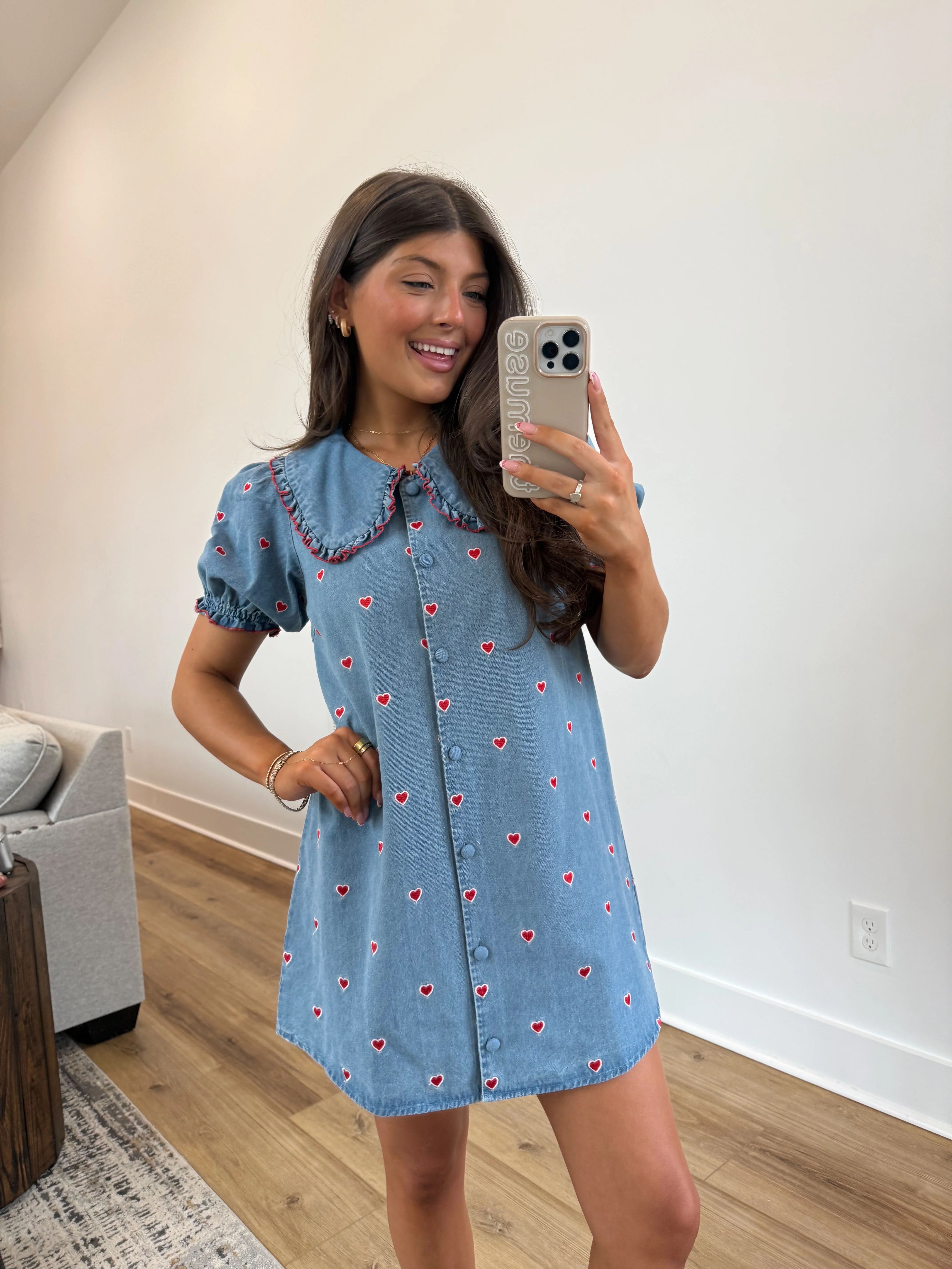 Candy Hearts Denim Dress - Image 3