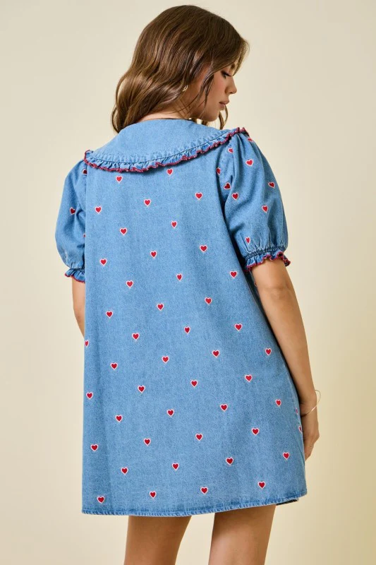 Candy Hearts Denim Dress - Image 6